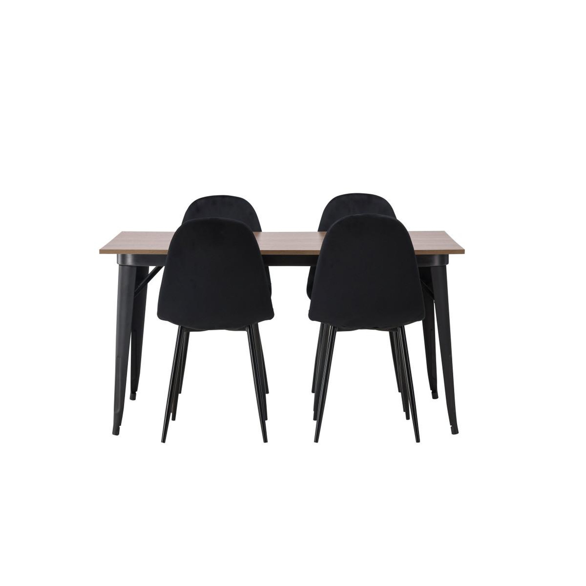 Voir la diapositive 5 : Paris Prix Ensemble table à manger & 4 chaises en velours  tempe & polar  140cm naturel & noir
