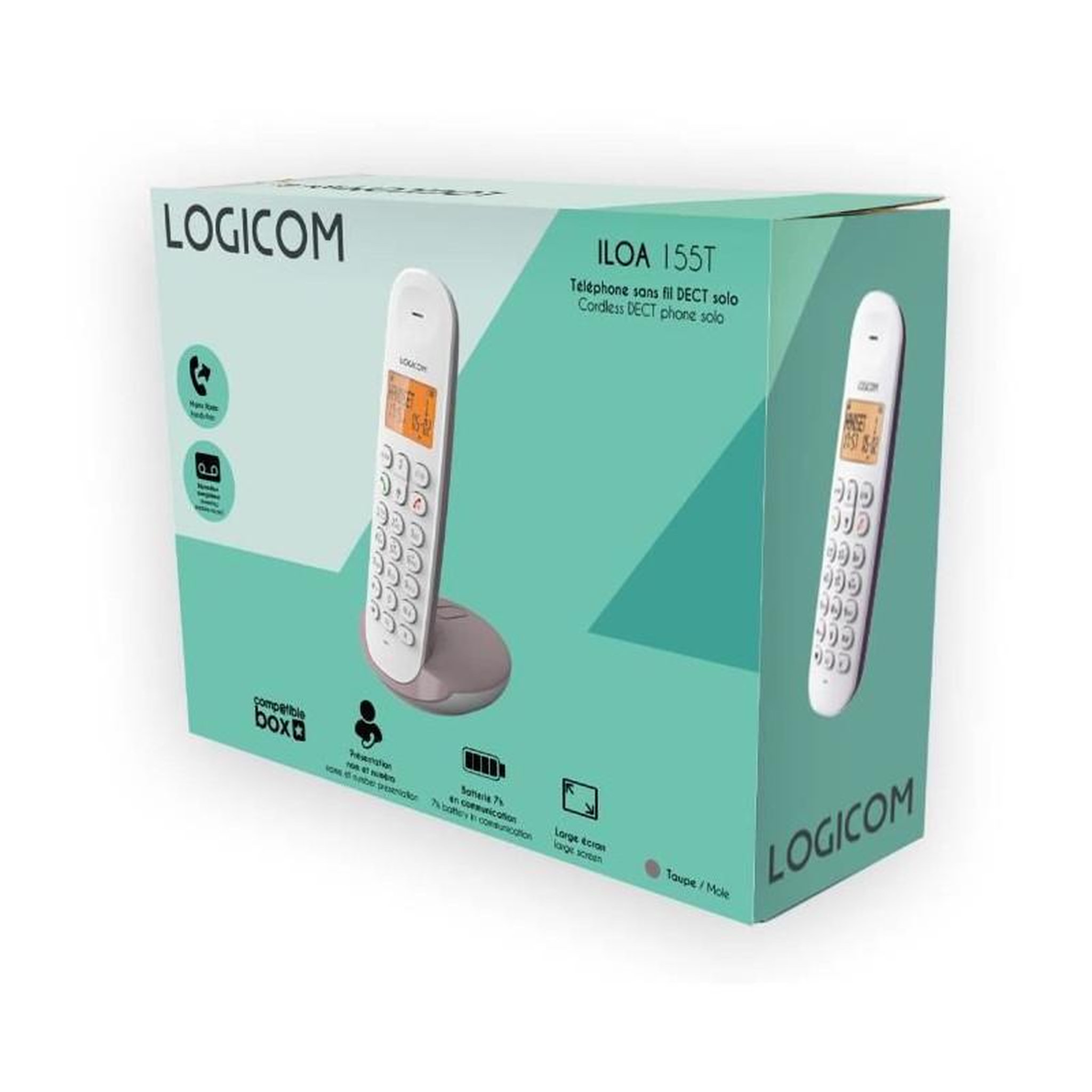 Voir la diapositive 5 : Logicom Téléphone sans fil Iloa Solo Répondeur Taupe