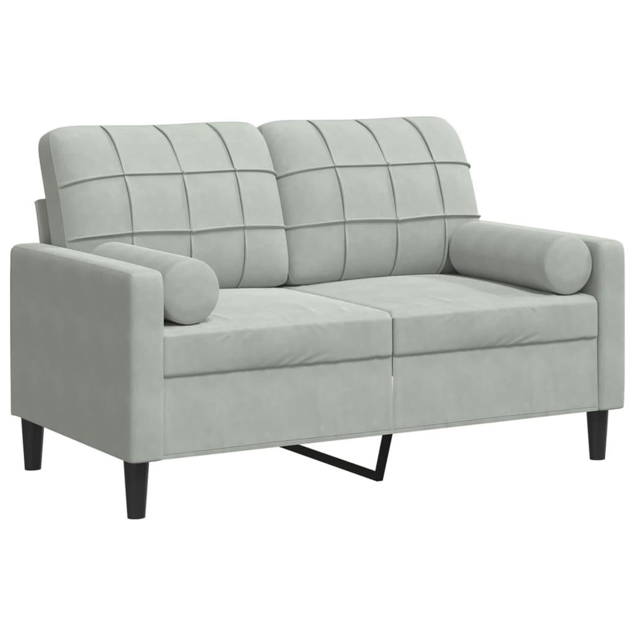 Voir la diapositive 2 : VIDAXL Canape 2 places avec oreillers gris clair 120 cm velours
