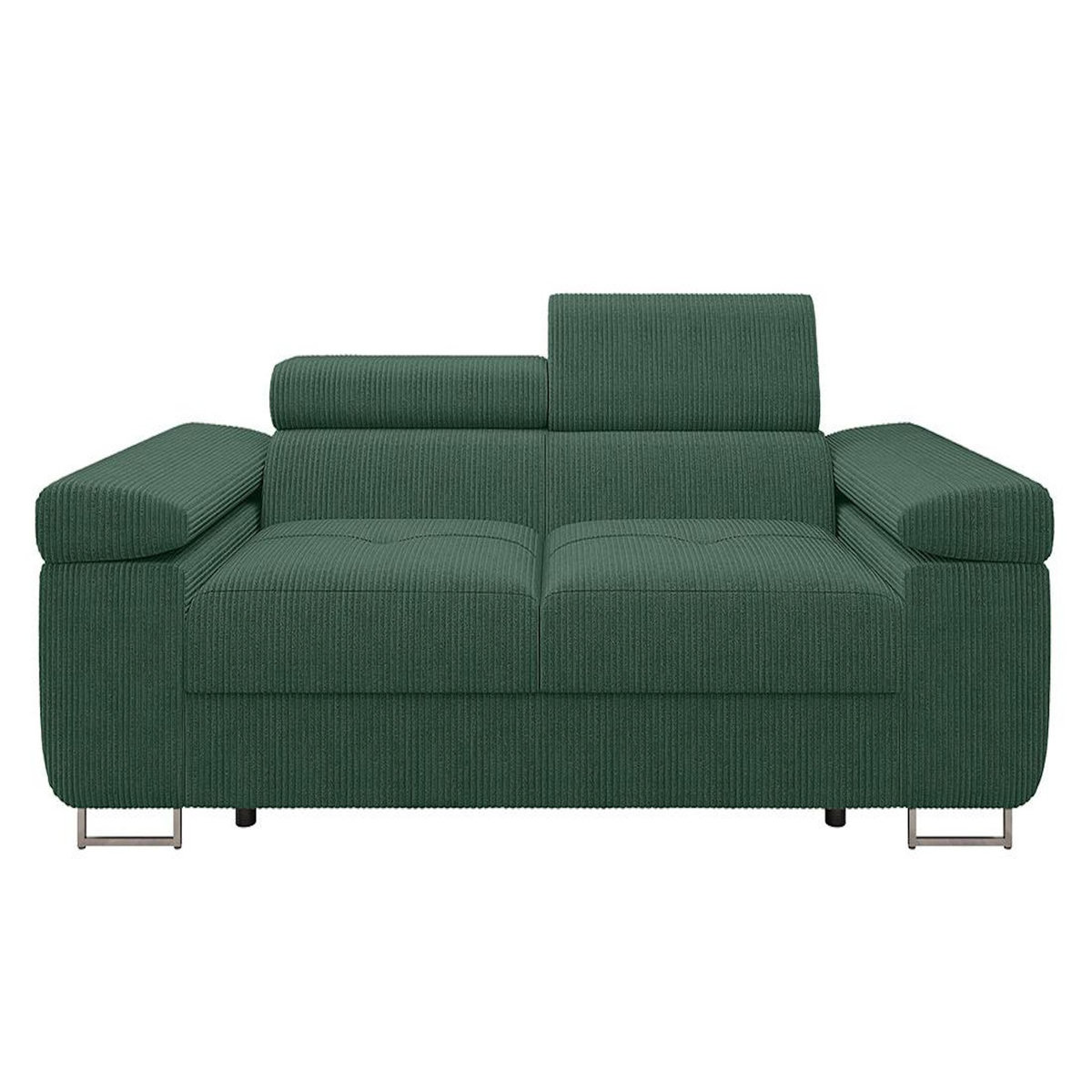 BEST MOBILIER Pablo - canapé droit 2 places avec têtières ajustables - en velours côtelé