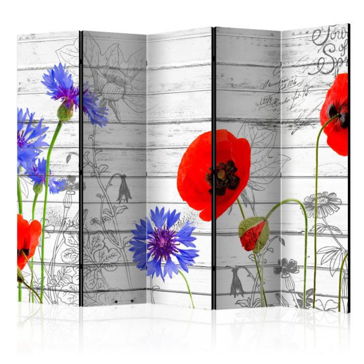 Paris Prix Paravent 5 Volets  Wildflowers  172x225cm
