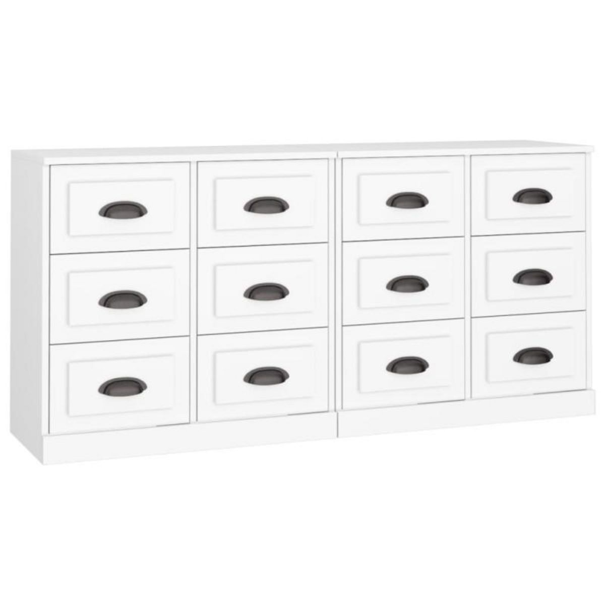 VIDAXL Buffets 2 pcs blanc bois d ingénierie