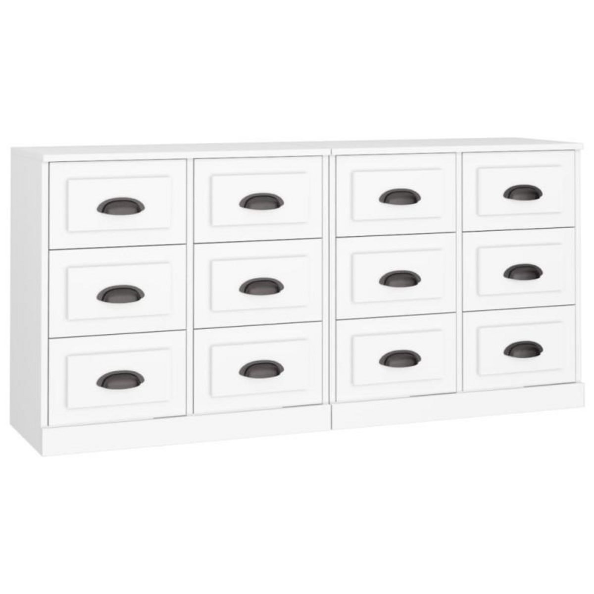 VIDAXL Buffets 2 pcs blanc bois d ingénierie