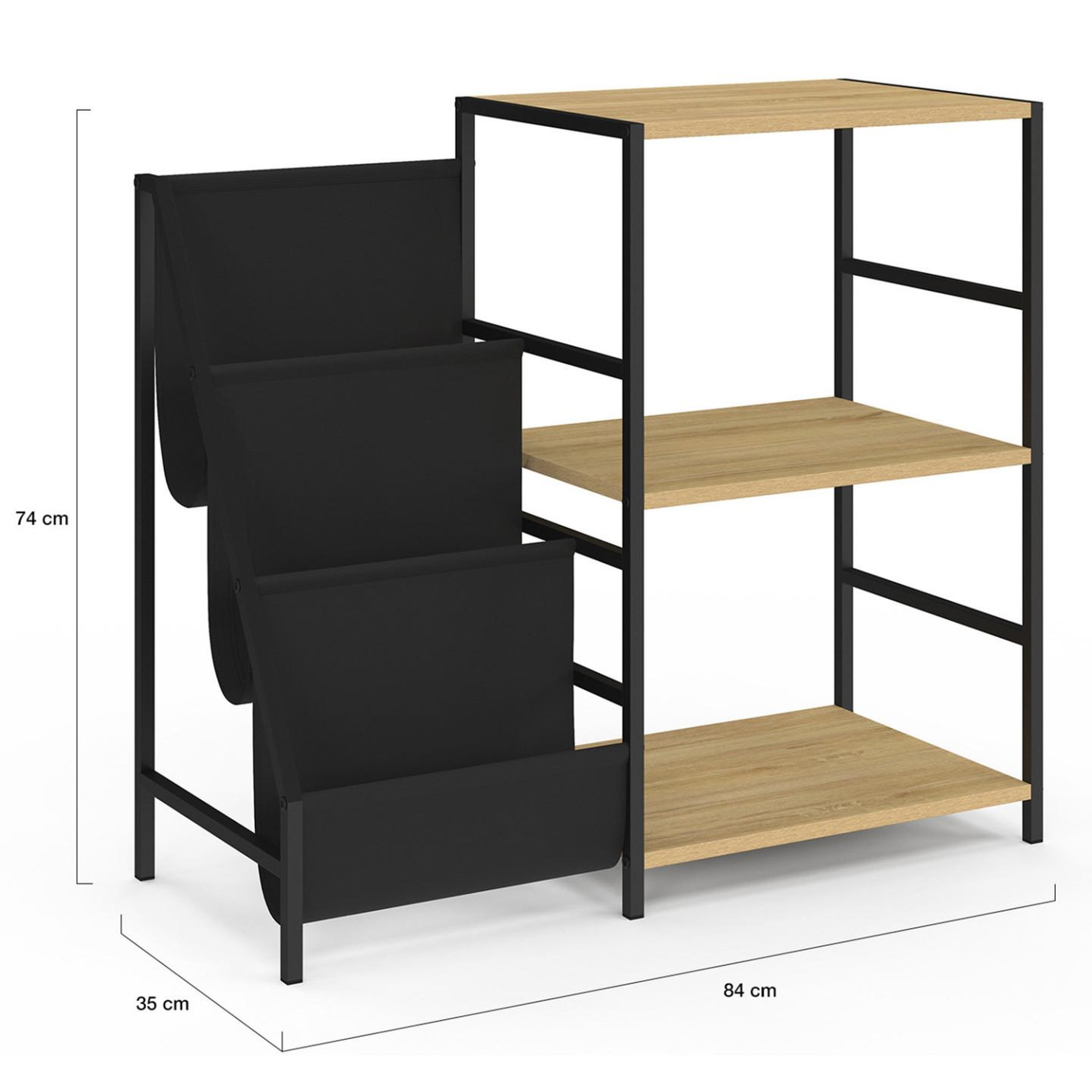Voir la diapositive 4 : ID MARKET Meuble d'appoint, rangement avec étagères, supports vinyles et platine NEVIL design industriel