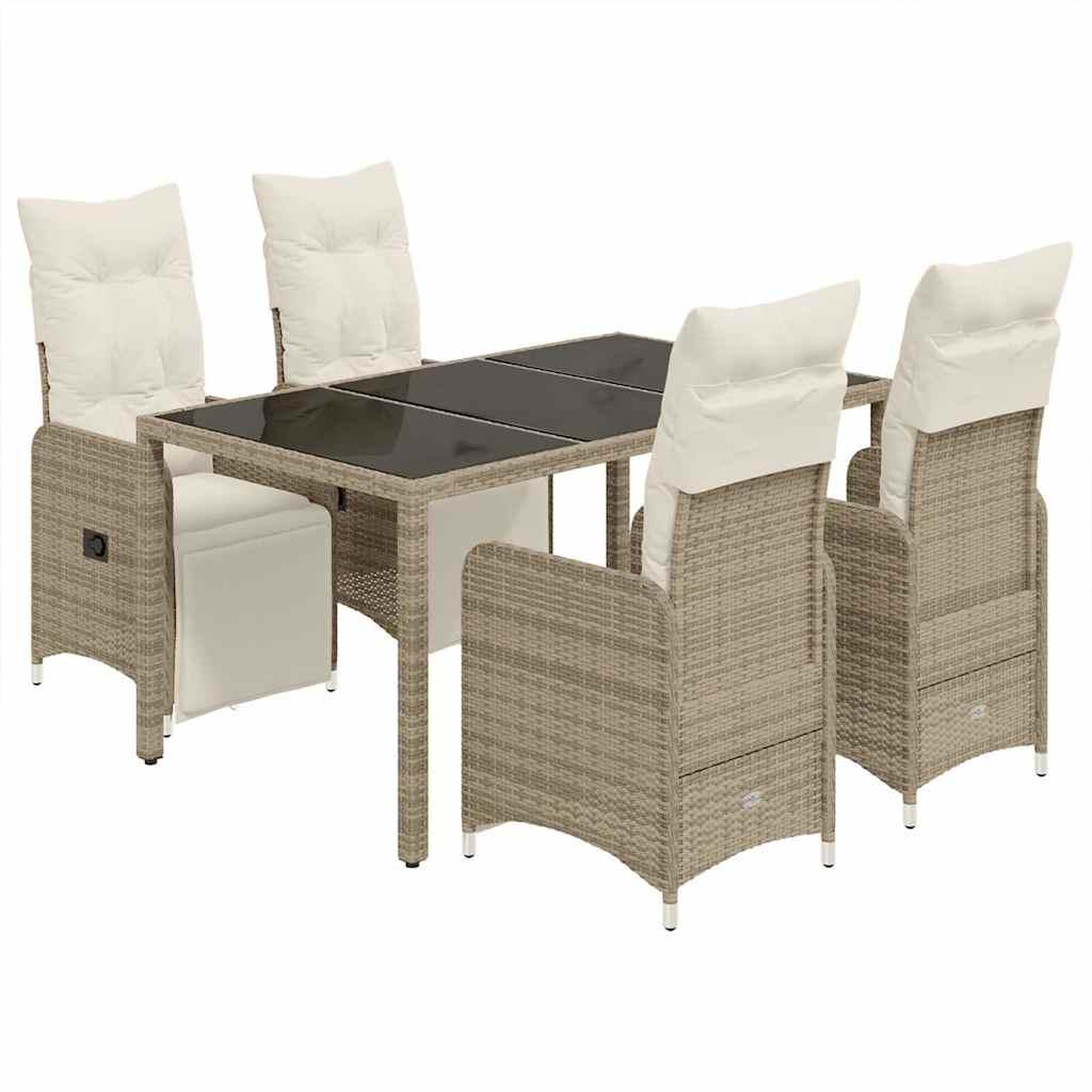 Voir la diapositive 2 : VIDAXL Ensemble de bistro de jardin 5 pcs coussins marron poly rotin