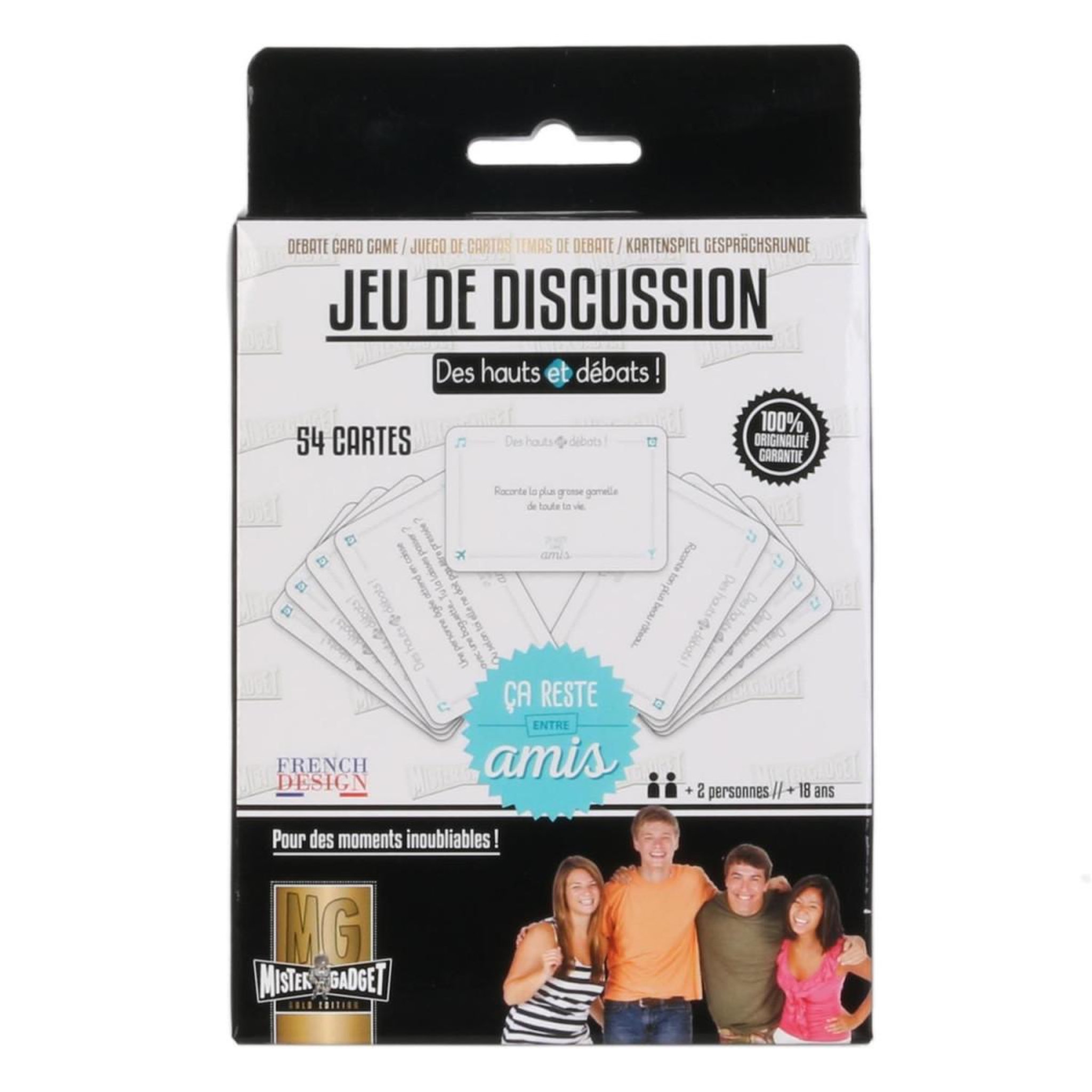 MISTER GADGET Jeu de 54 cartes débat  soirée amis  8cm bleu