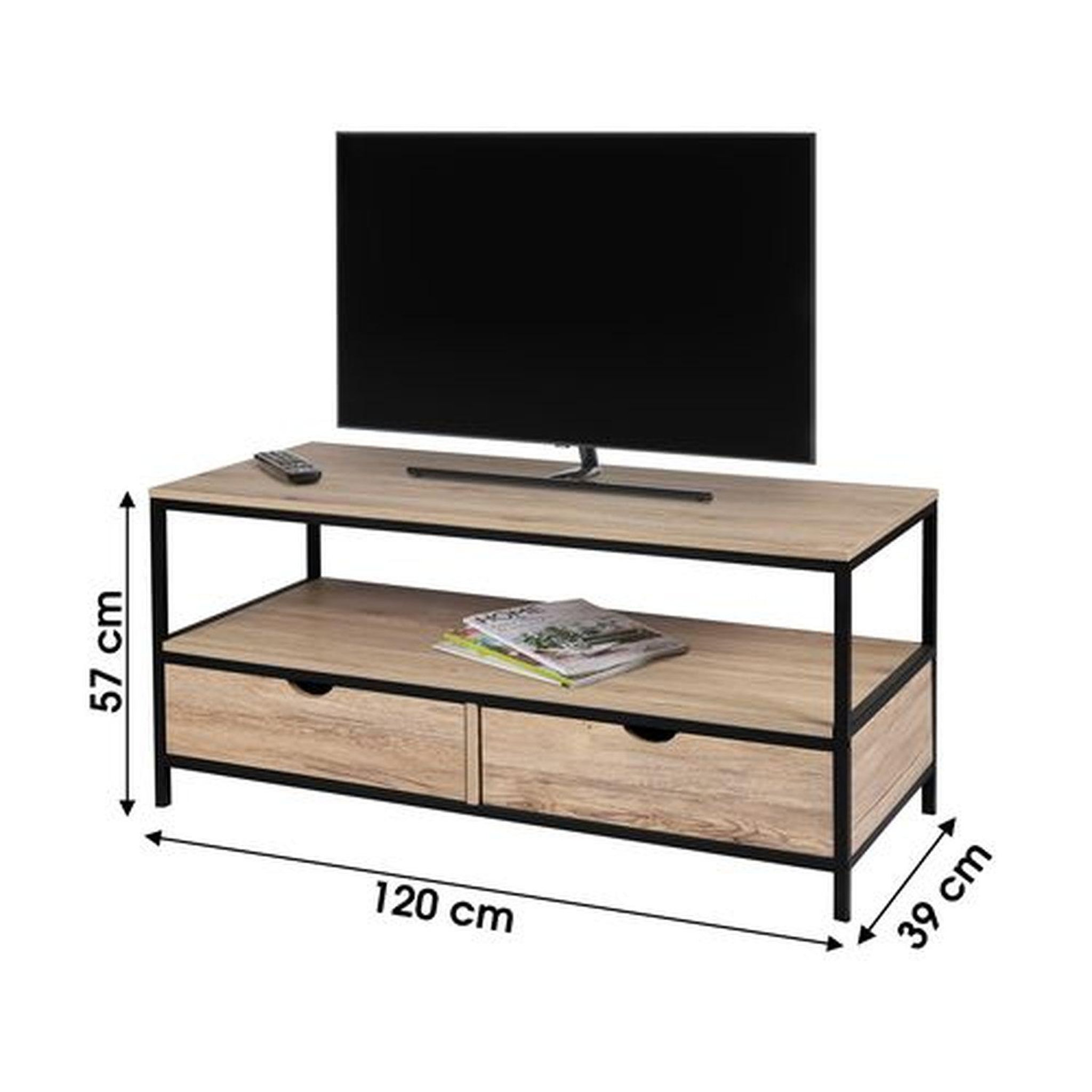 Voir la diapositive 3 : DIVERS Meuble tv industriel factory - l. 120 x h. 57 cm - noir