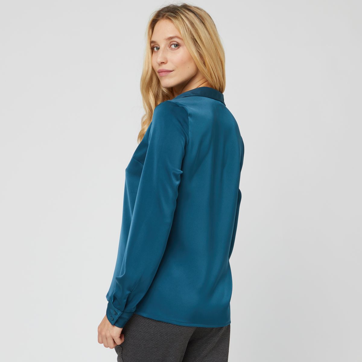 IN EXTENSO Chemise en satin vert émeraude femme