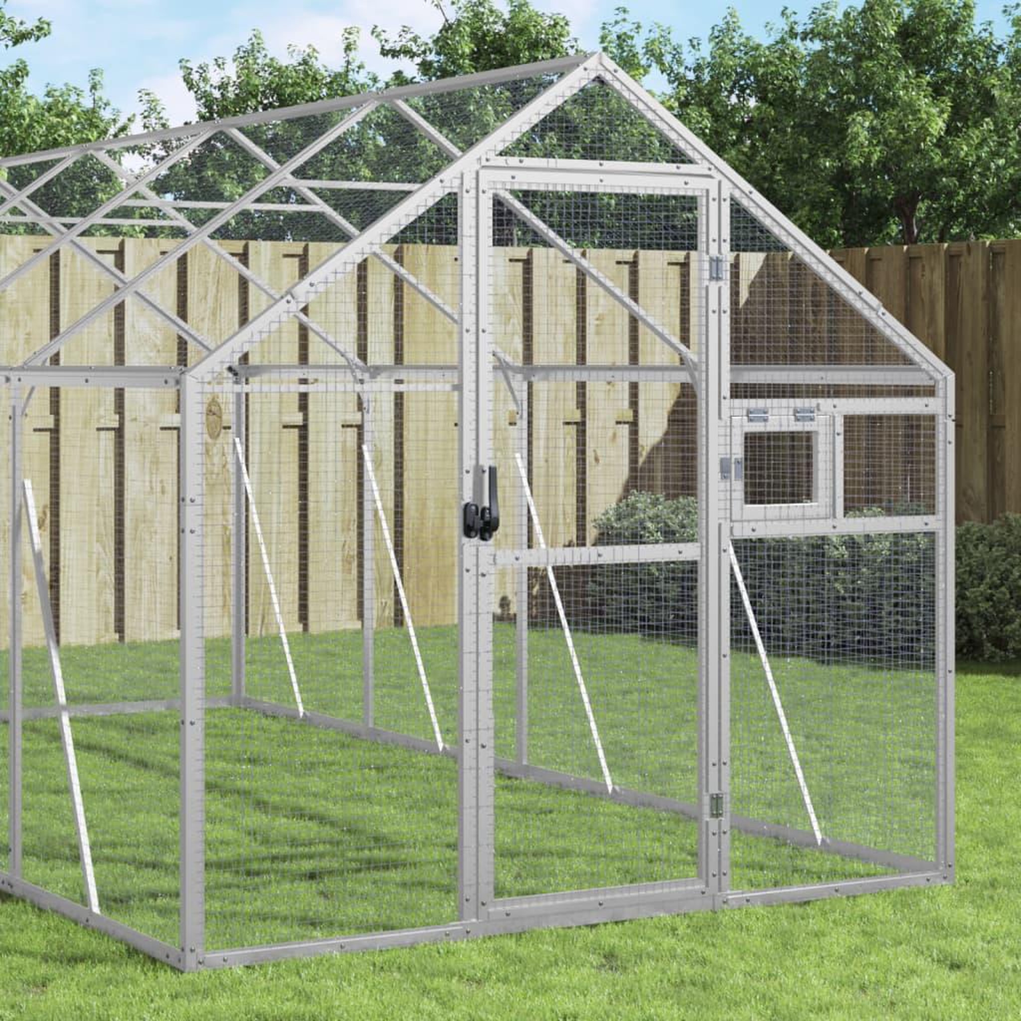 VIDAXL Voliere argente 1,79x10x1,85 m aluminium