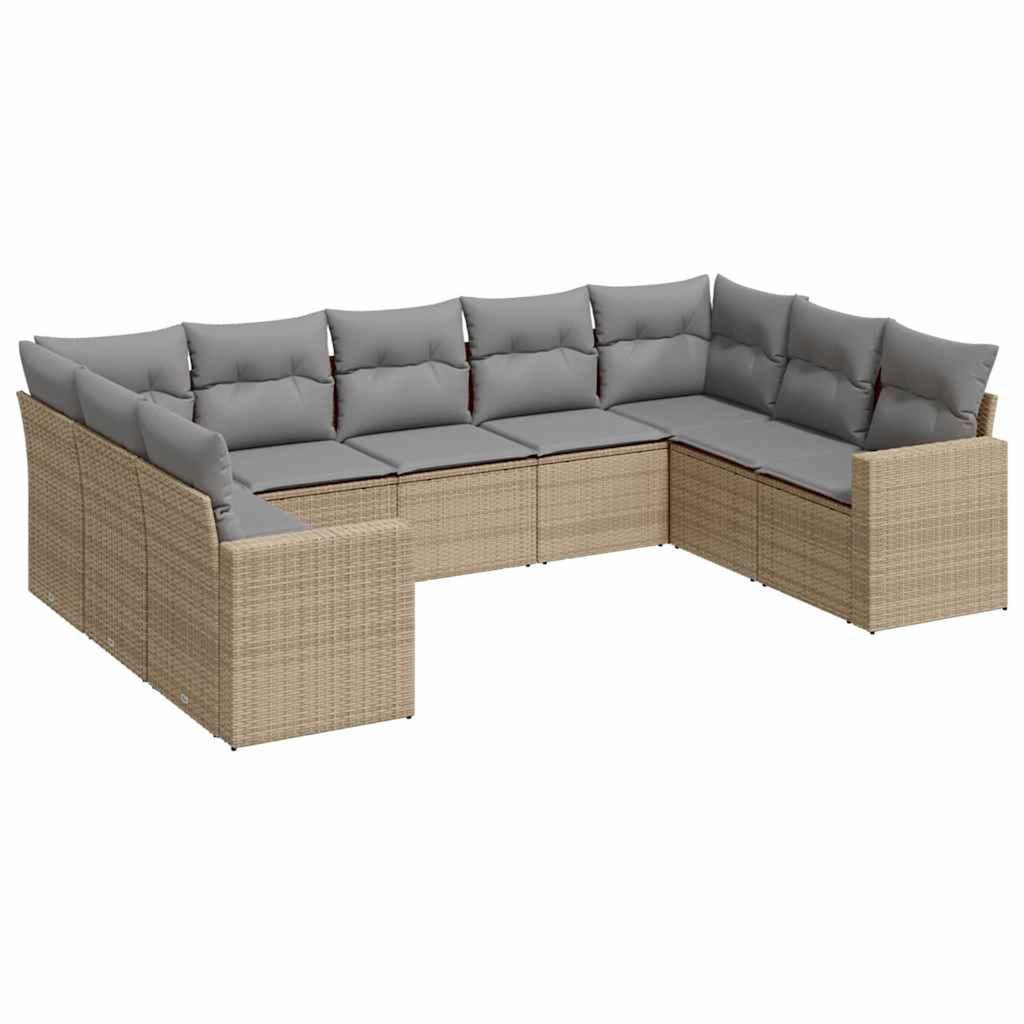 Voir la diapositive 2 : VIDAXL Salon de jardin avec coussins 9 pcs beige resine tressee