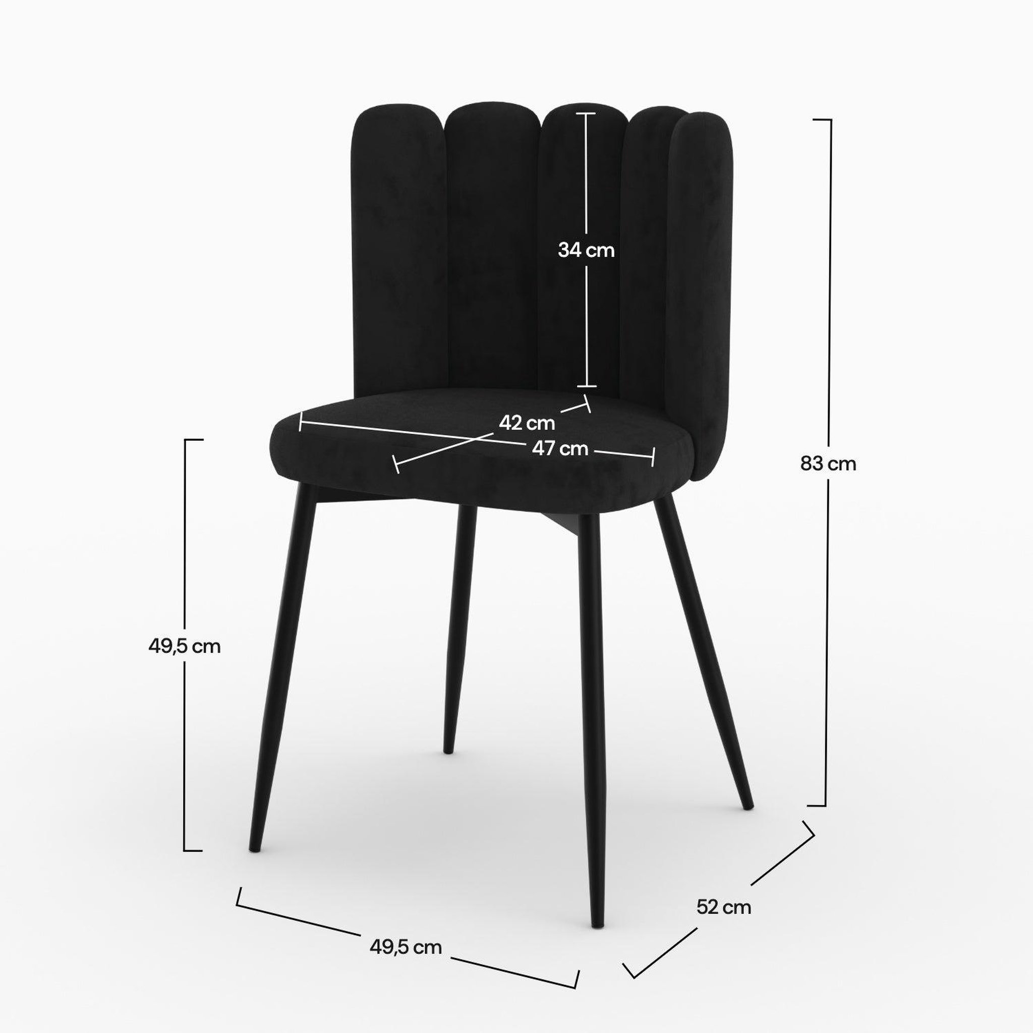 Voir la diapositive 4 : MAISON PAVANE Chaise en velours noir et pieds en métal noir-Rosy