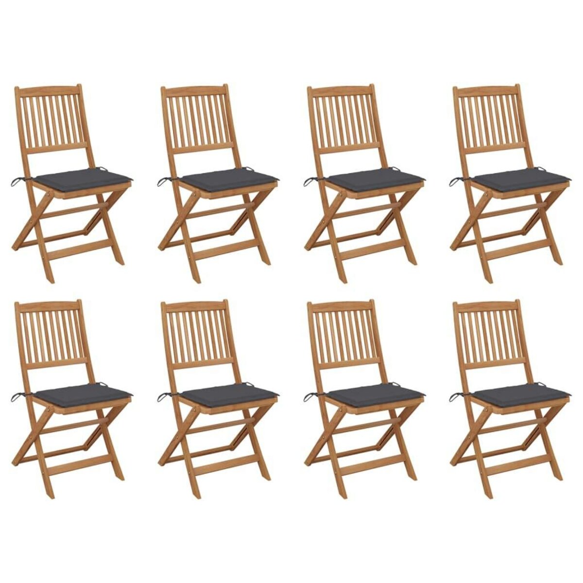 VIDAXL Chaises pliables d'exterieur et coussins lot de 8 Bois d'acacia