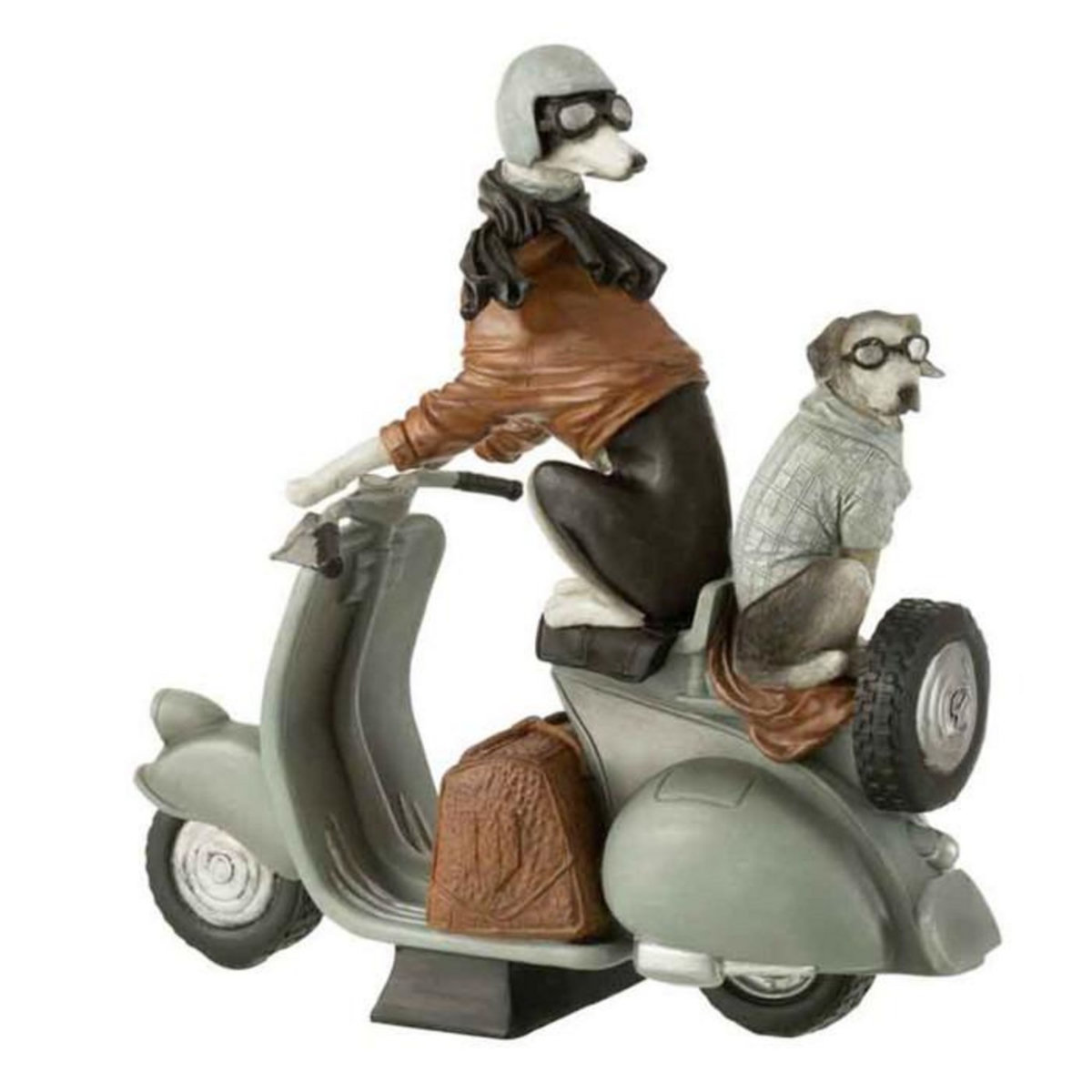 Paris Prix Statuette Déco  Chiens sur Scooter  32cm Gris