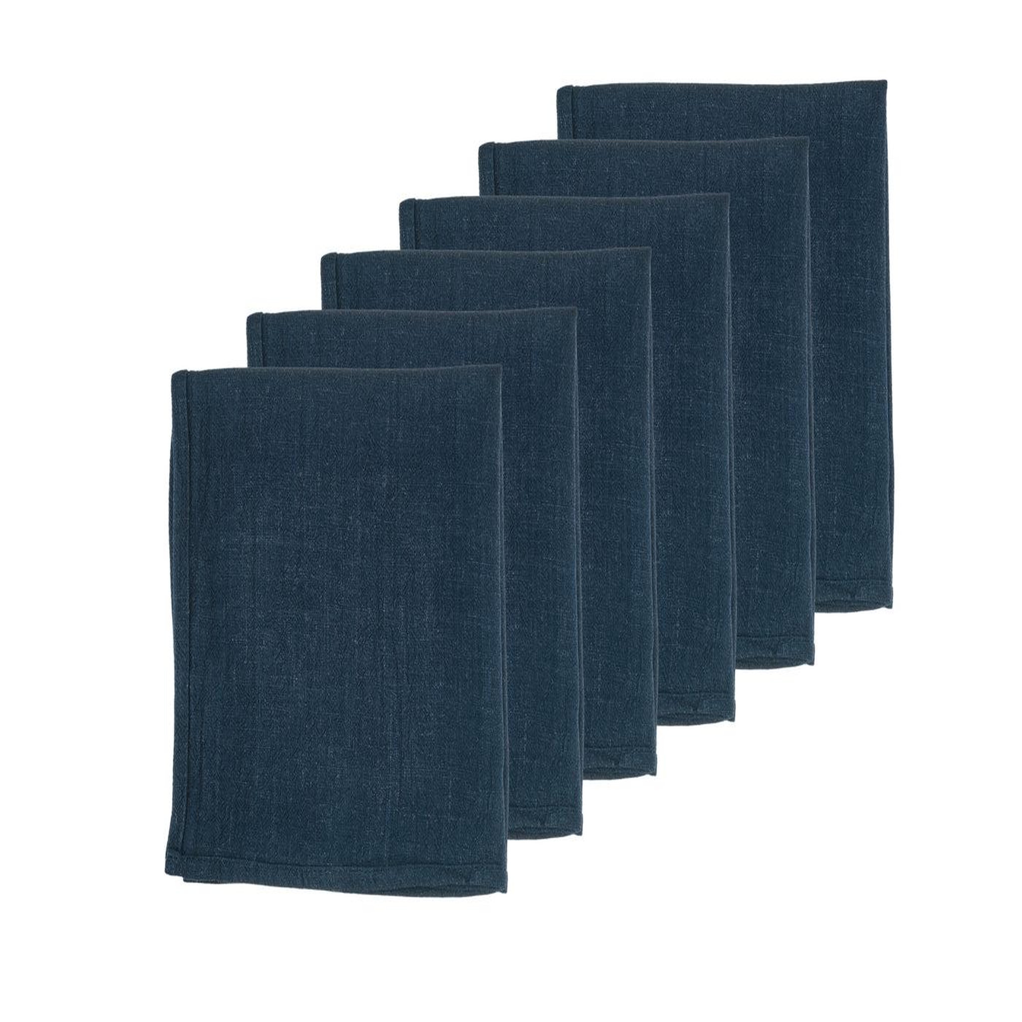 Voir la diapositive 1 : BJORN Serviette de table - 6 pièces - Lin et coton bleu nuit