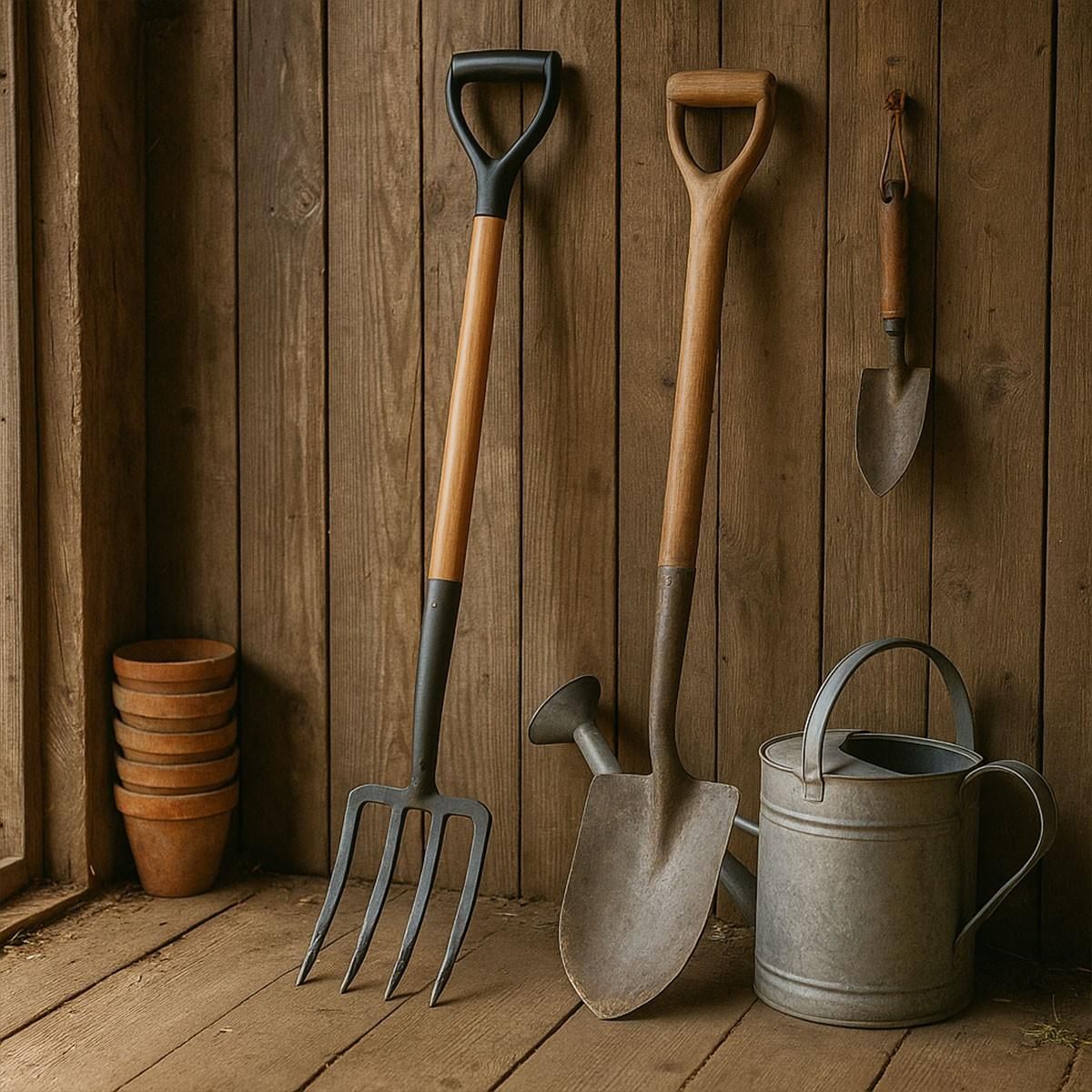 VITO Fourche de jardin 4 dents avec manche en bois et poignée en Y VITO