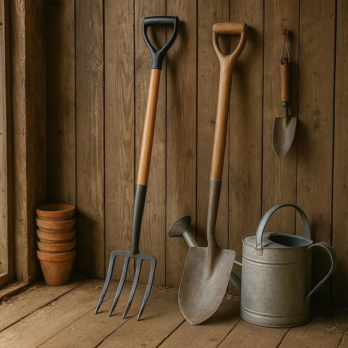 VITO Fourche de jardin 4 dents avec manche en bois et poignée en Y VITO