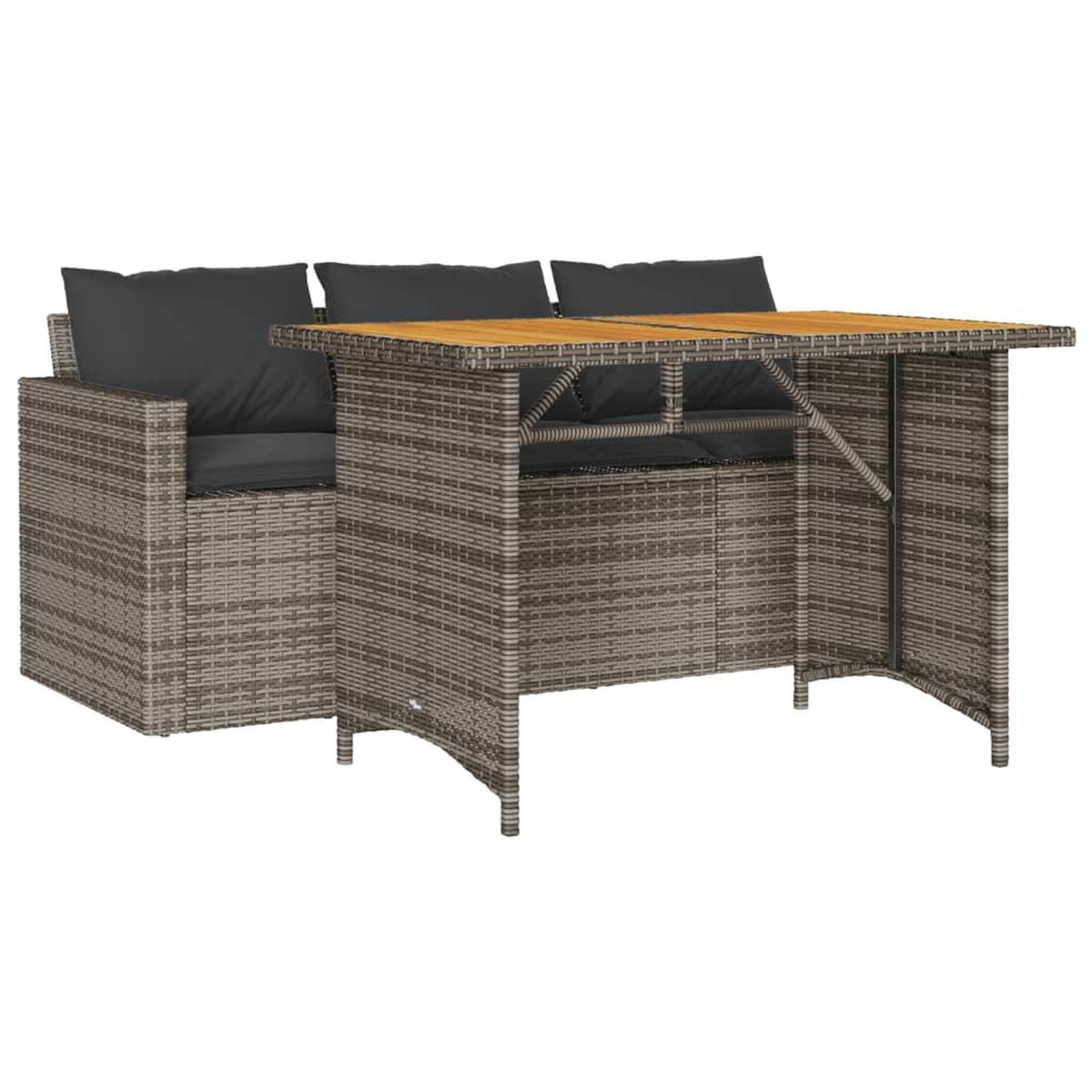 Voir la diapositive 2 : VIDAXL Ensemble a manger de jardin et coussins 2 pcs gris rotin
