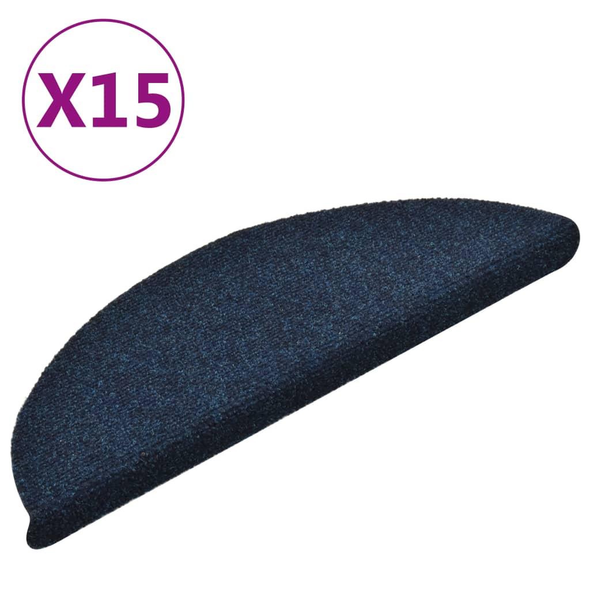 Voir la diapositive 2 : VIDAXL Tapis d'escalier autocollants 15 pcs Bleu 56x17x3 cm Aiguillete