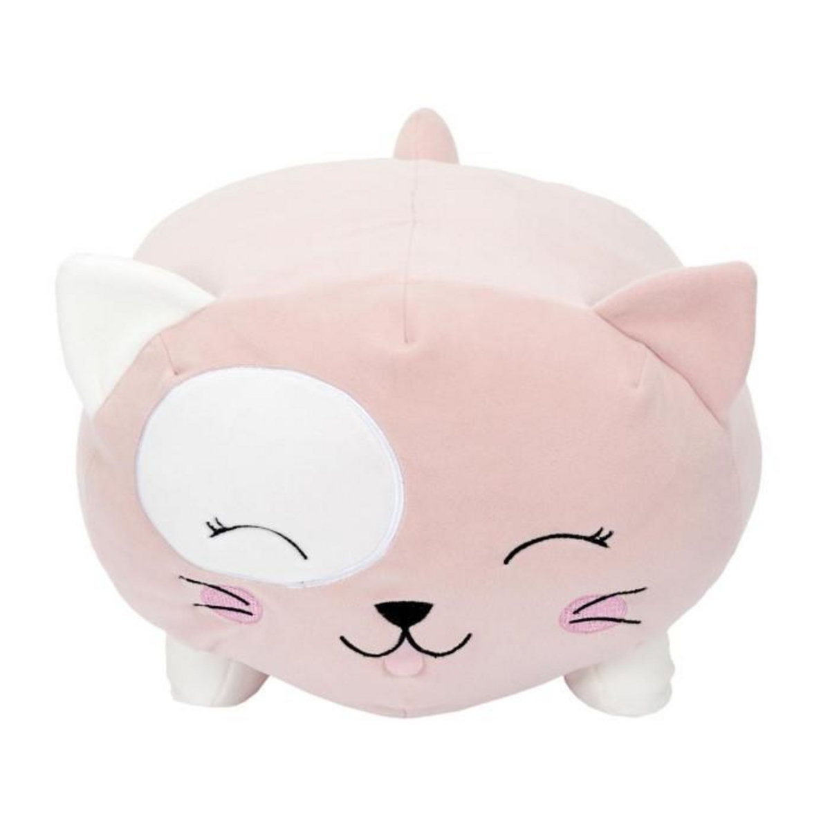 Paris Prix Peluche Coussin Enfant  Chat  30cm Rose & Blanc