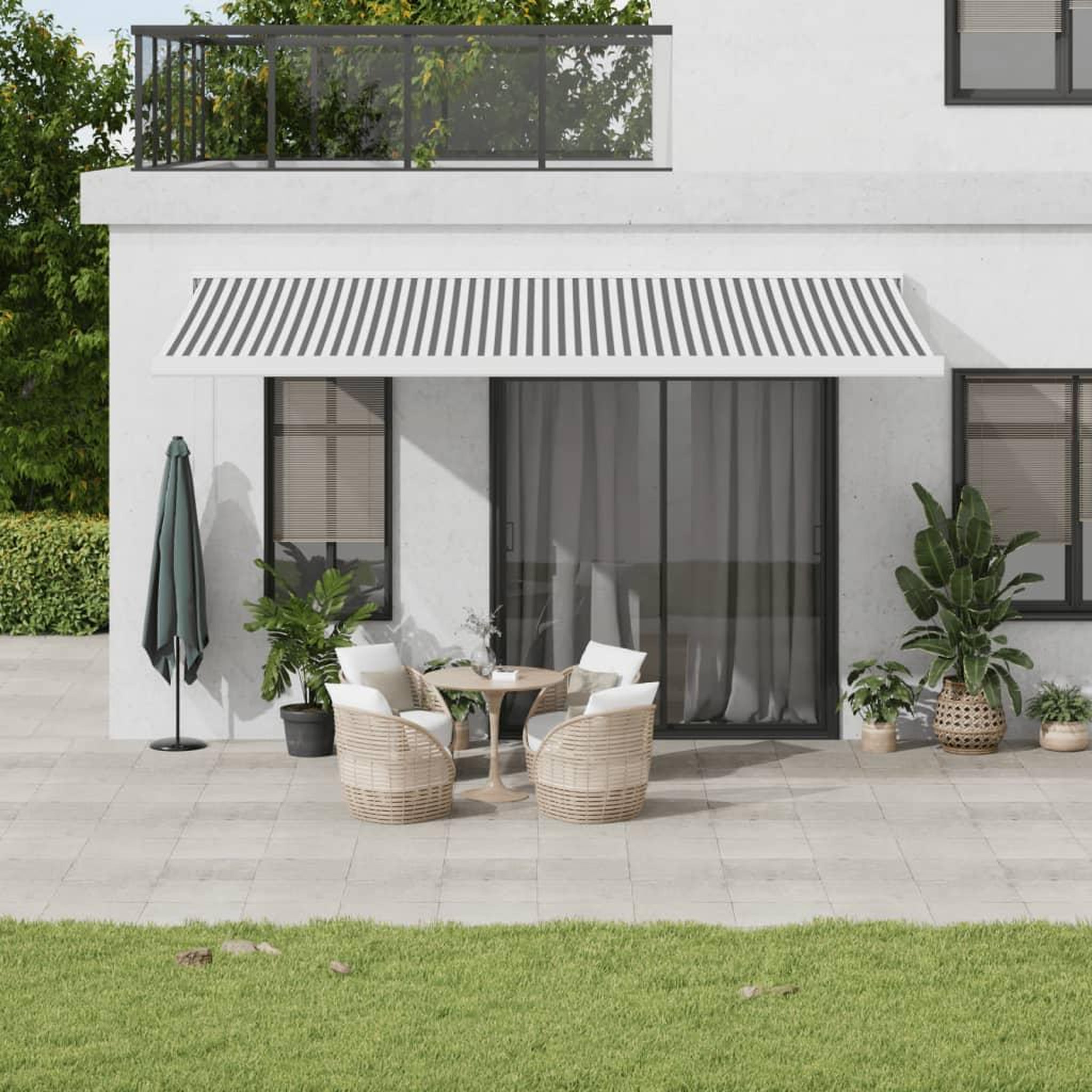 VIDAXL Auvent retractable anthracite et blanc 5x3 m tissu et aluminium