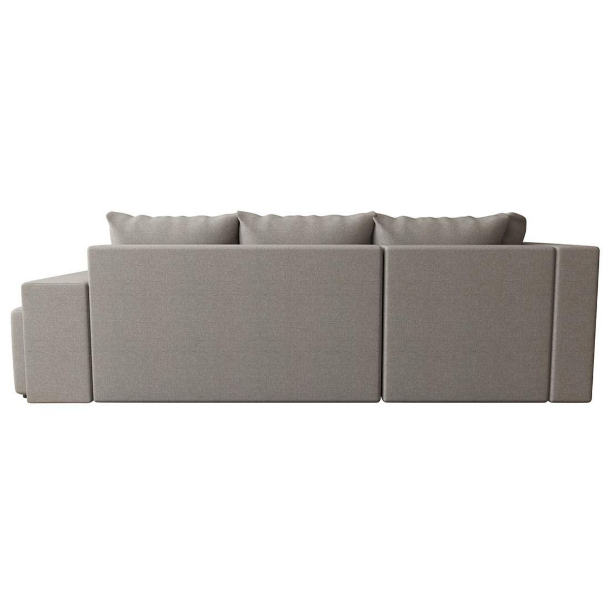 BEST MOBILIER Libbie - canapé d'angle gauche 4 places convertible avec coffre, étagère et poufs en tissu