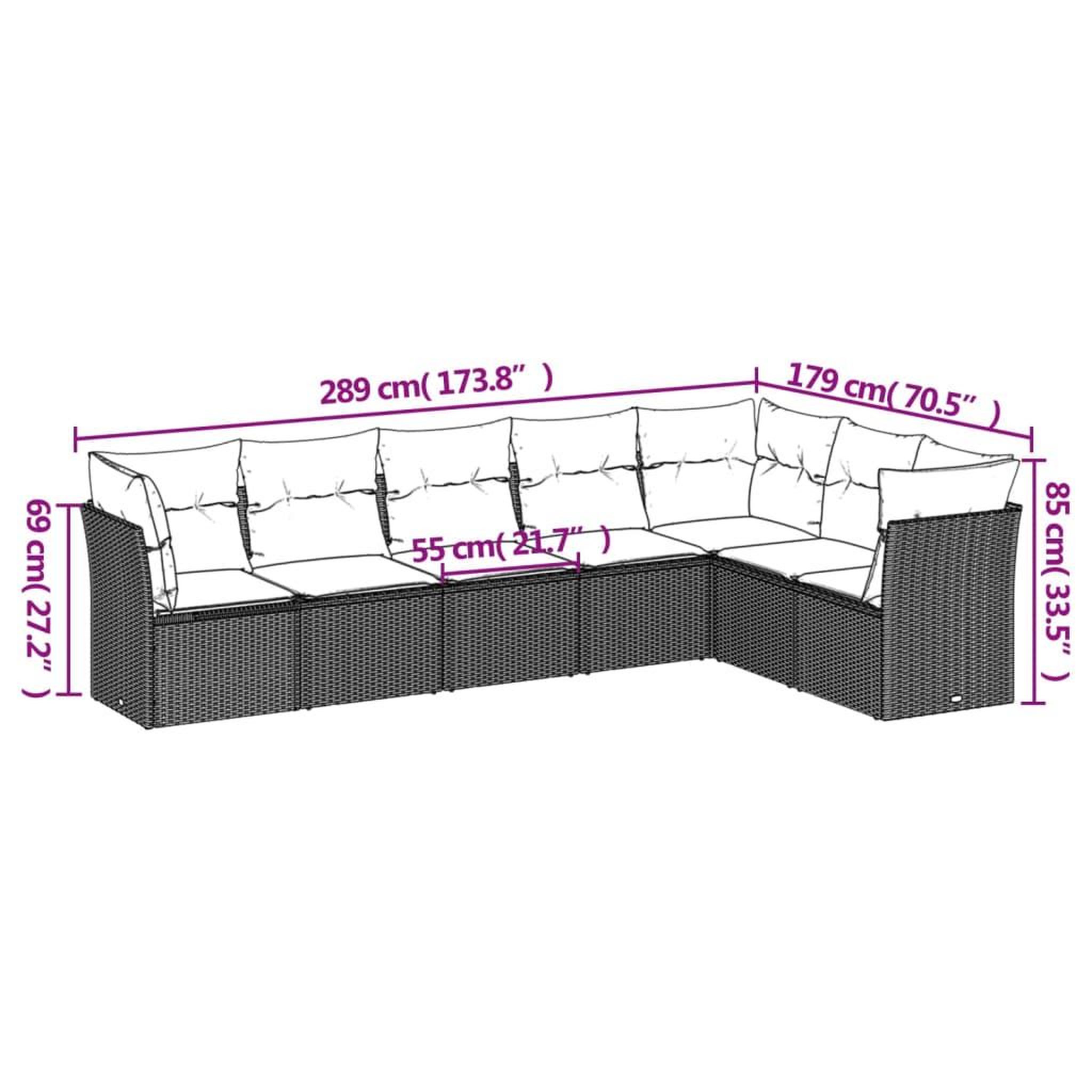 Voir la diapositive 4 : VIDAXL Salon de jardin avec coussins 7 pcs marron resine tressee