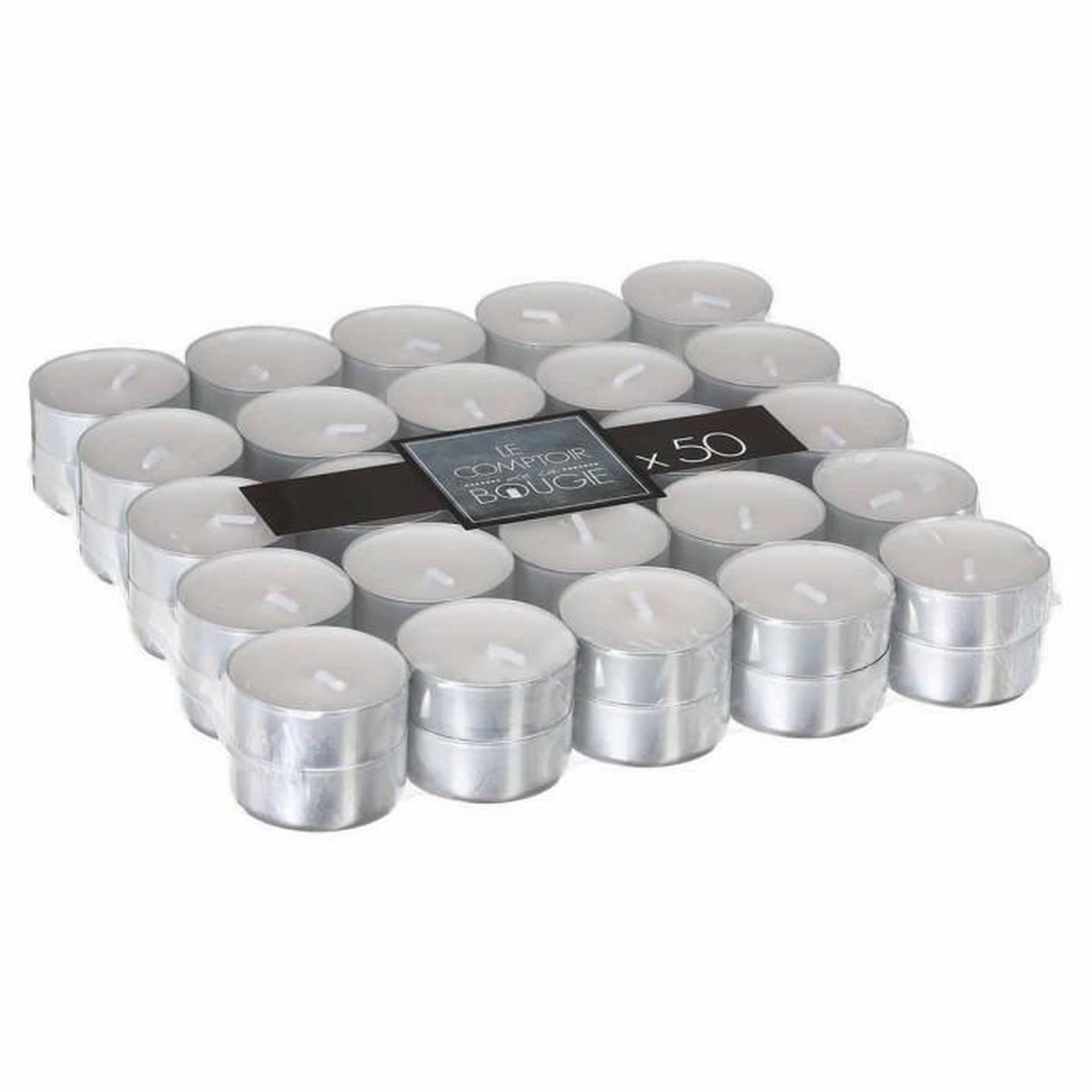 Voir la diapositive 3 : COMPTOIR DE LA BOUGIE Lot de 50 bougies chauffe-plat  many  3,7cm blanc