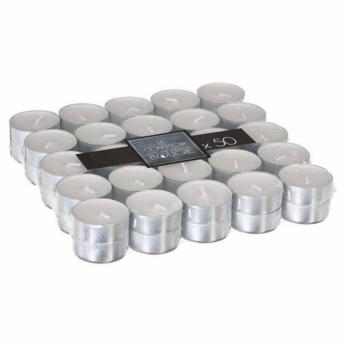 COMPTOIR DE LA BOUGIE Lot de 50 Bougies Chauffe-Plat  Many  3,7cm Blanc