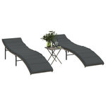 VIDAXL Chaises longues lot de 2 avec table gris resine tressee