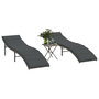 Voir la diapositive 1 : VIDAXL Chaises longues lot de 2 avec table gris resine tressee