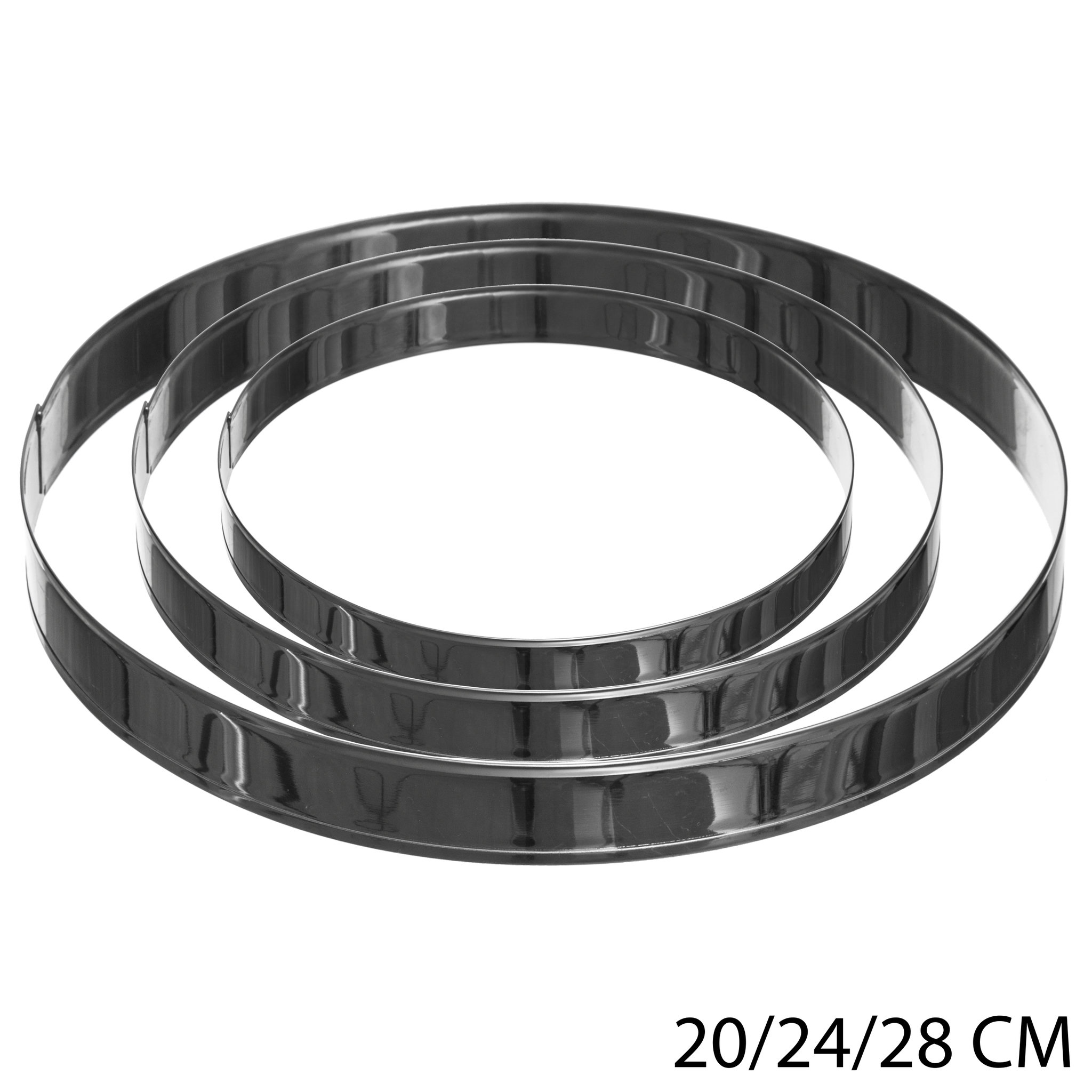 Voir la diapositive 2 : Lot de 3 cercles à tartes inox 