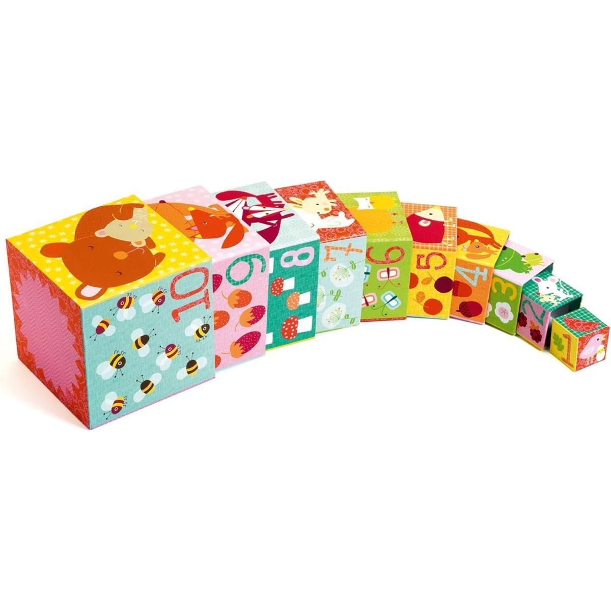 Djeco 10 cubes empilables  thème Forêt
