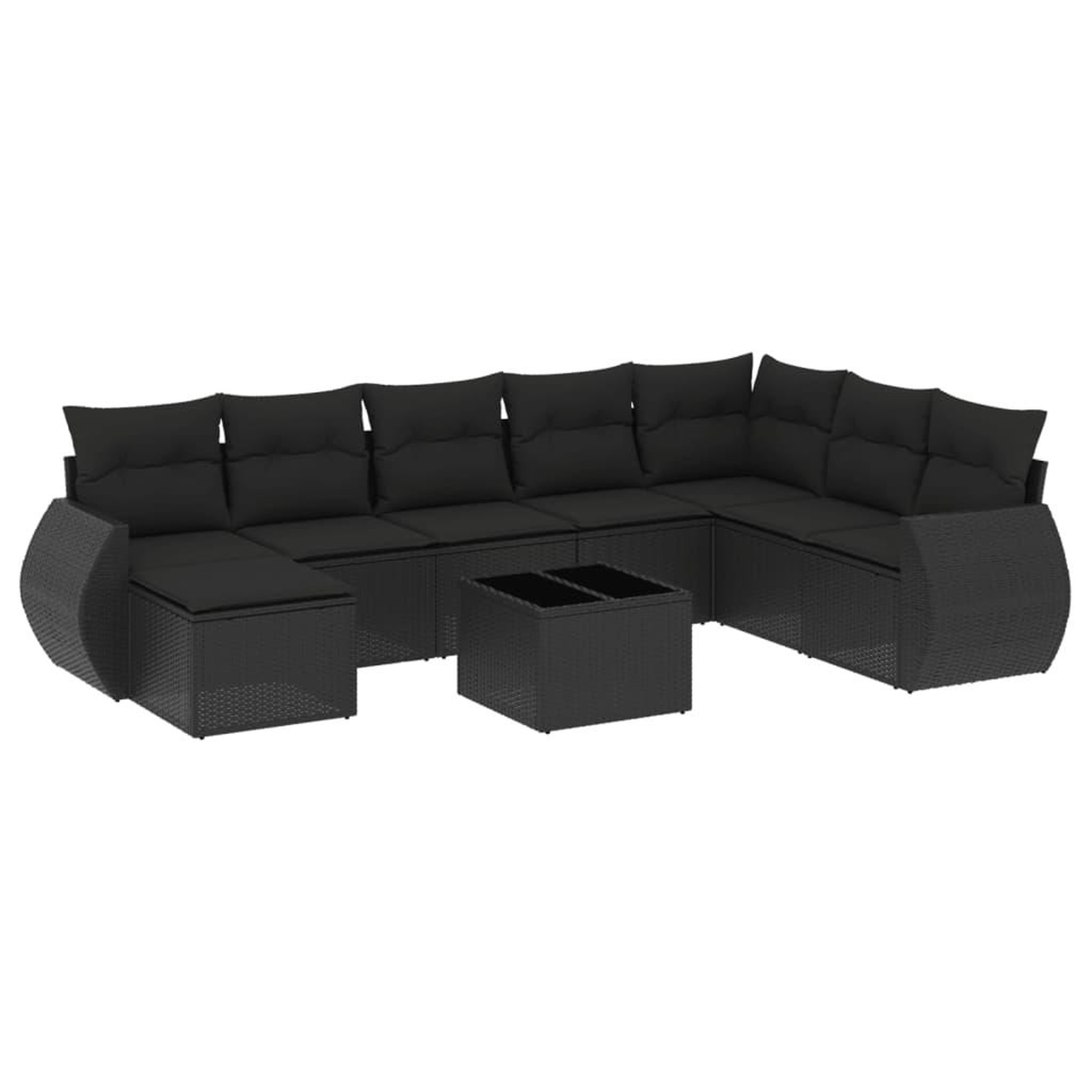 Voir la diapositive 2 : VIDAXL Salon de jardin 9 pcs avec coussins noir resine tressee