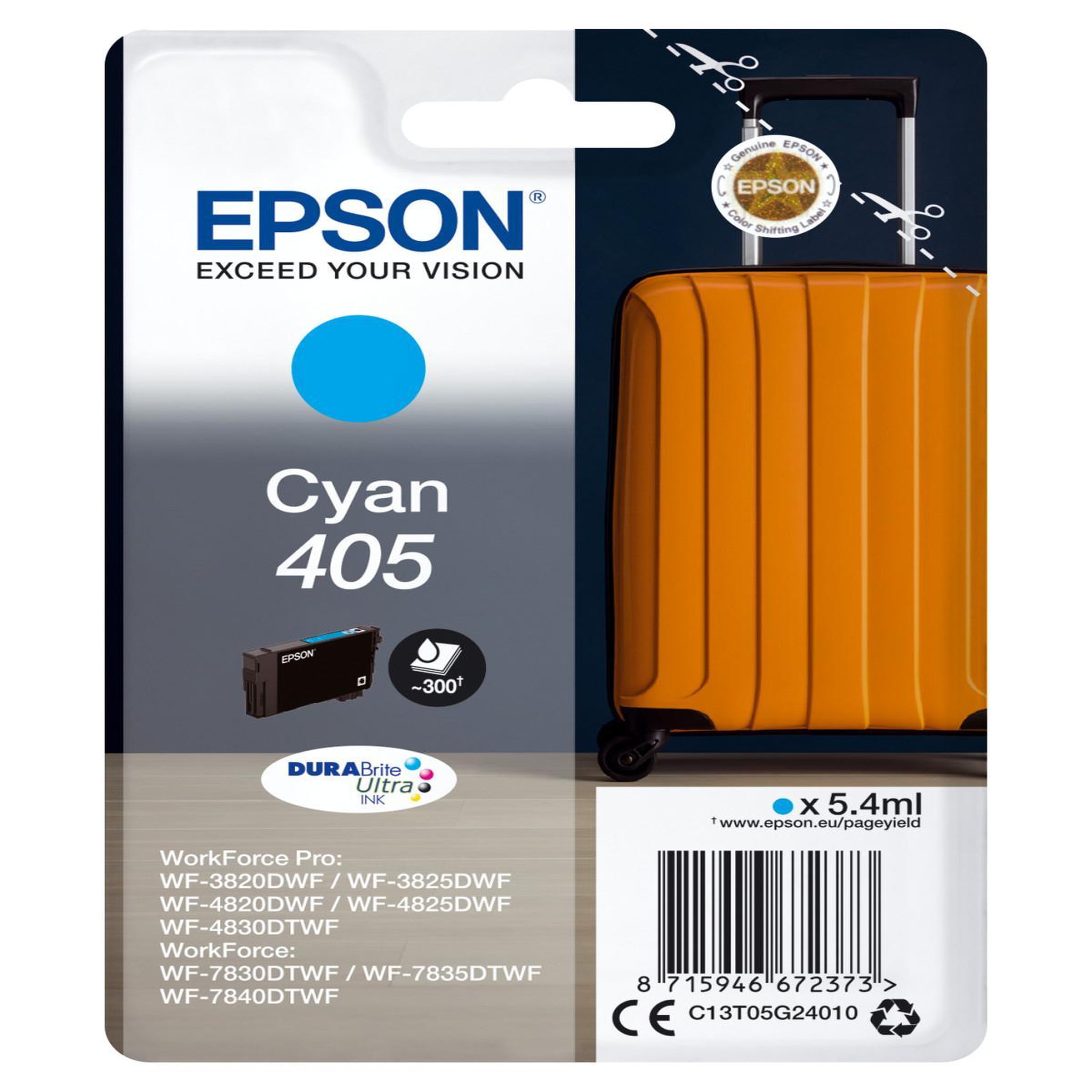 Voir la diapositive 2 : Epson Cartouche d'encre 405 Valise Cyan