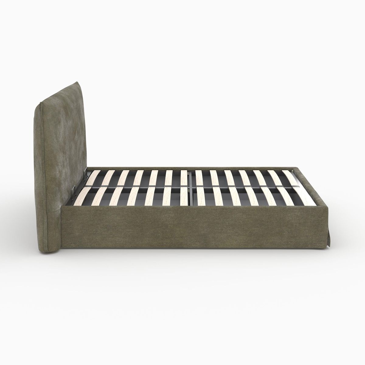 Rendez vous déco Lit coffre 160x200 cm en tissu vert olive déhoussable-Safia