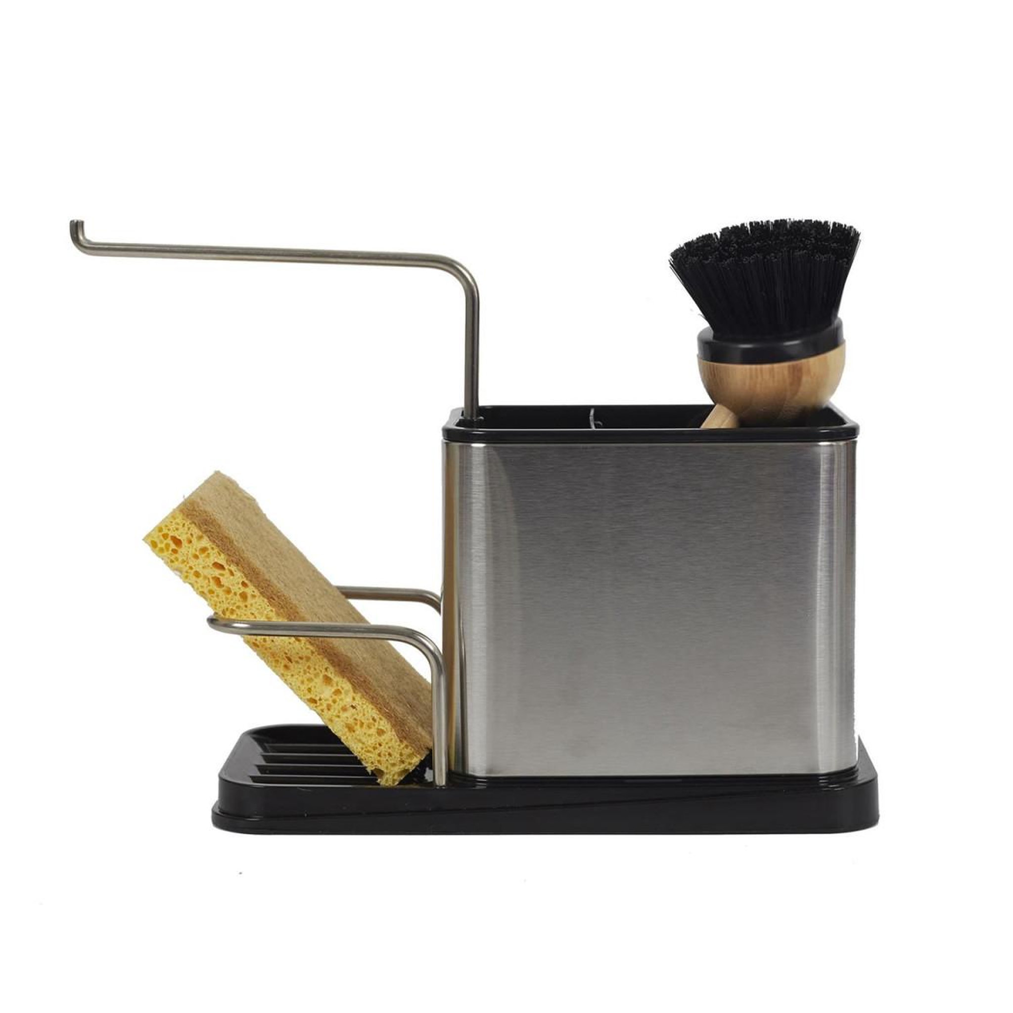 Voir la diapositive 4 : Je cherche une idee Porte éponge & brosse  inox  22cm argent & noir