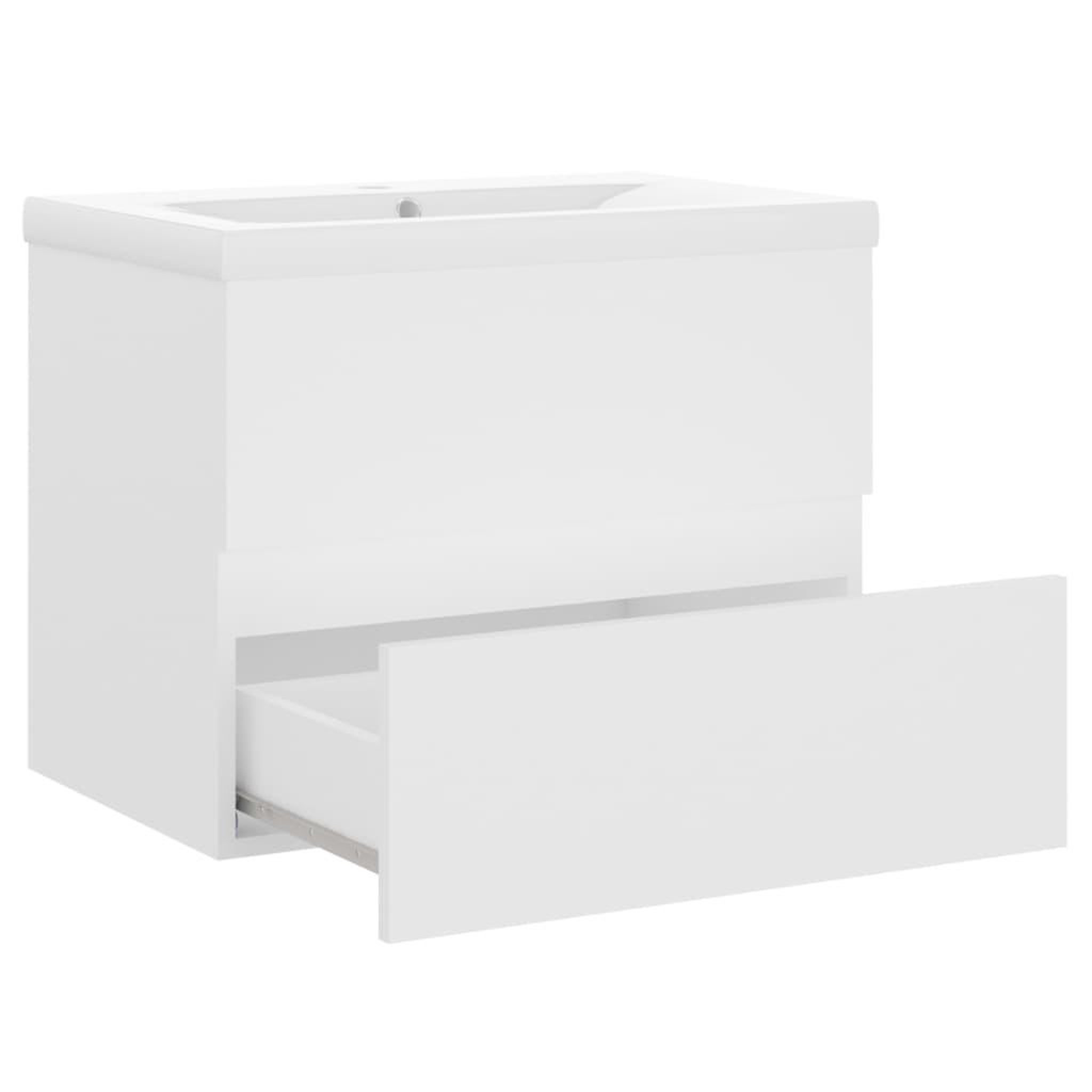 Voir la diapositive 3 : VIDAXL Armoire d'evier avec lavabo integre Blanc Bois d'ingenierie