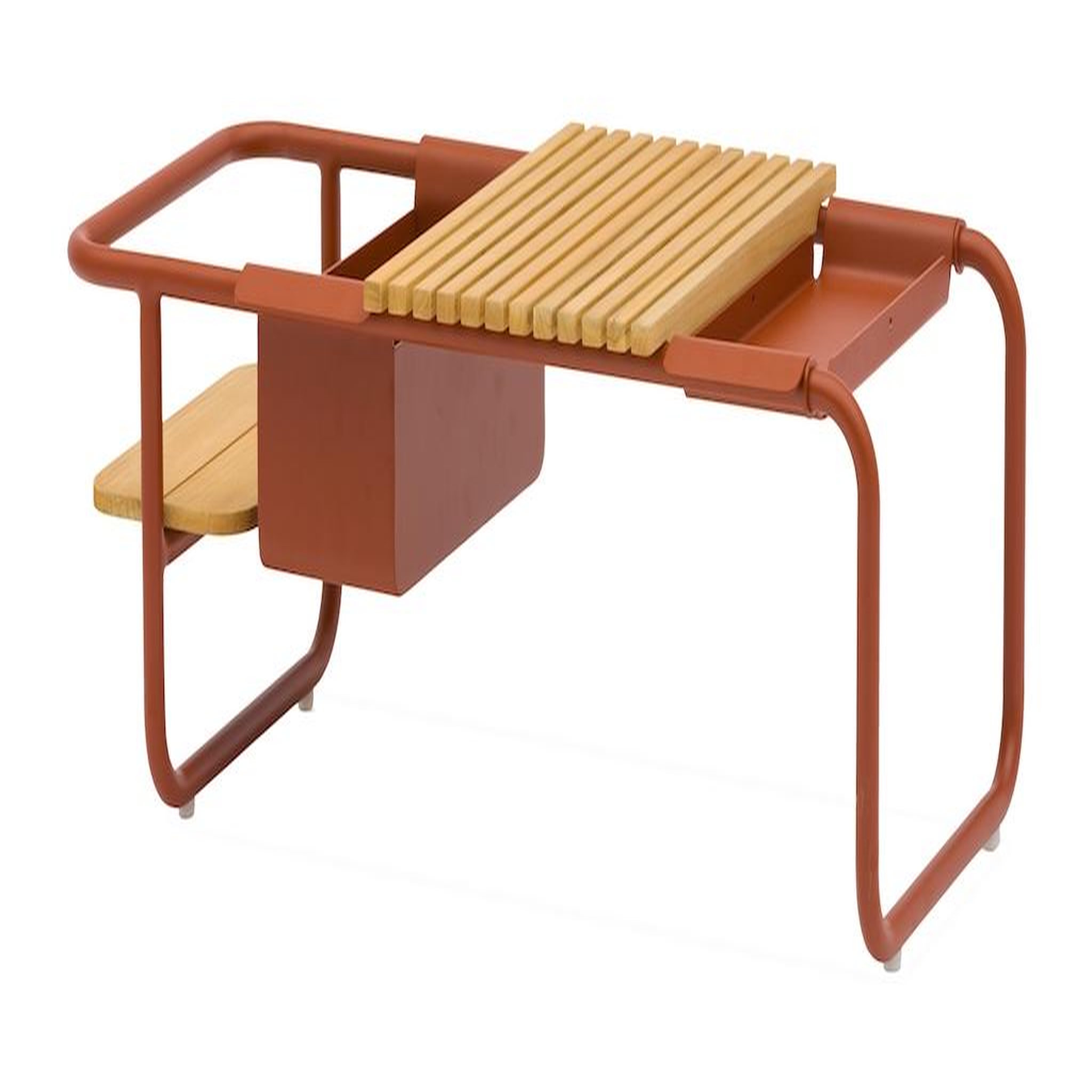 Proloisirs Table basse SUNSET aluminium époxy plateau teck FSC - Terra Cotta - 101 x 46,5 cm