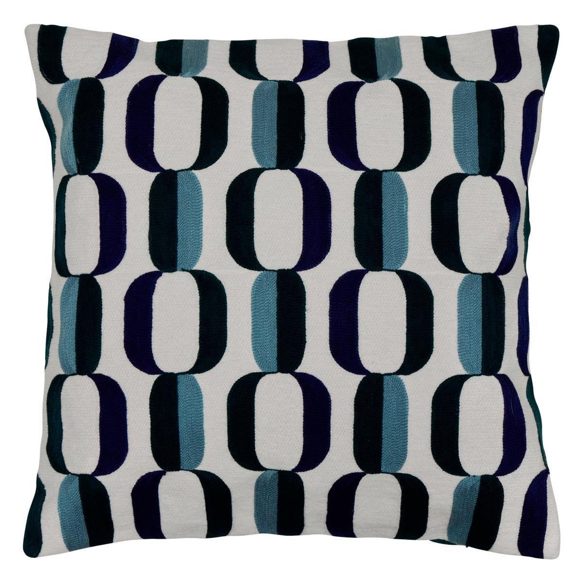 ATMOSPHERA Coussin déco brodé  hary  45x45cm bleu