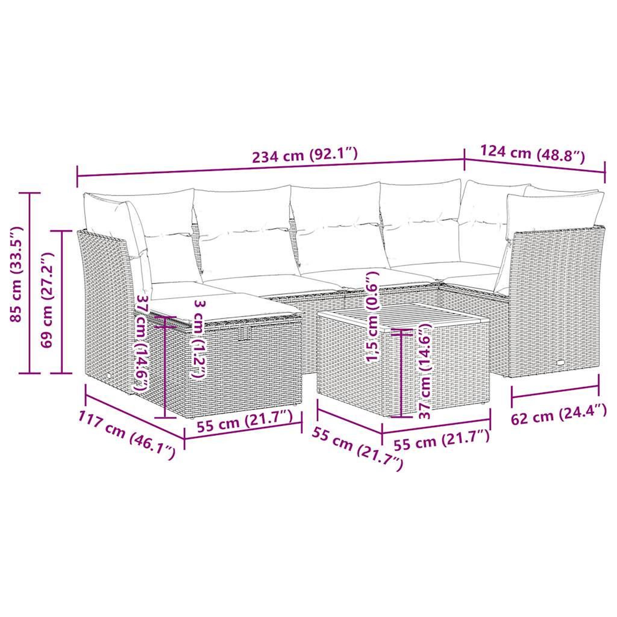 Voir la diapositive 6 : VIDAXL Salon de jardin 7 pcs avec coussins noir resine tressee