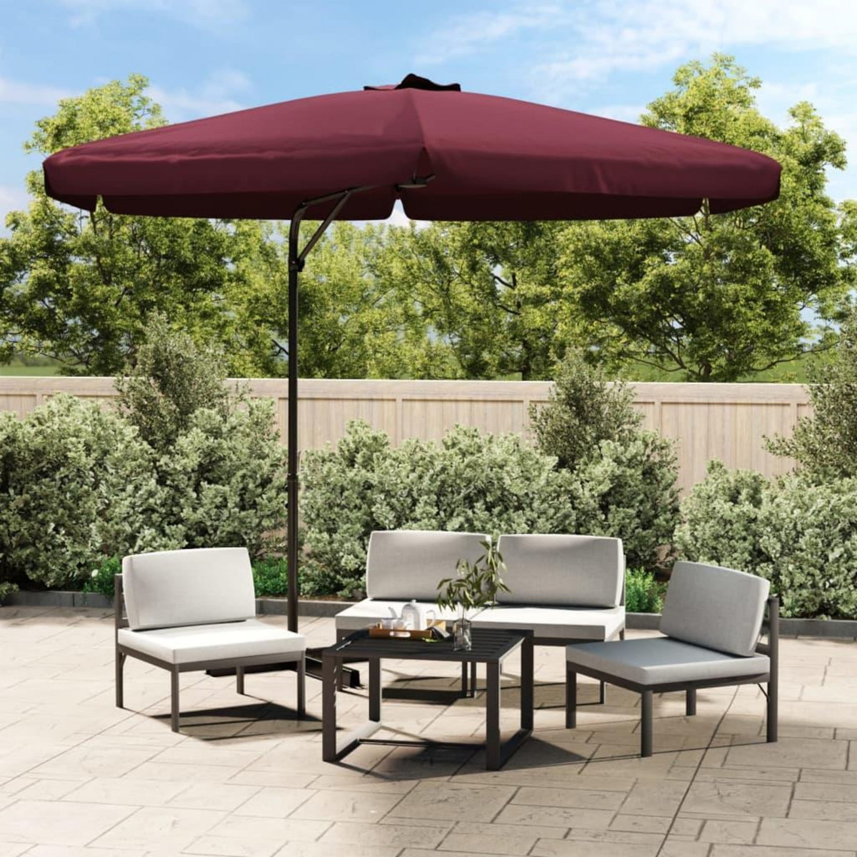 VIDAXL Parasol de jardin avec mat en acier 300 cm Rouge bordeaux