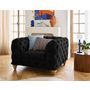 Voir la diapositive 2 : LISA DESIGN Walter - fauteuil chesterfield en velours - pieds bois