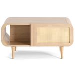 BEST MOBILIER Mathilde - table basse - effet bois et cannage - 1 niche - 100 cm. Coloris disponibles : Marron