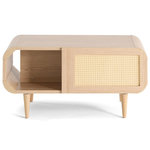 BEST MOBILIER Mathilde - table basse - effet bois et cannage - 1 niche - 100 cm. Coloris disponibles : Marron