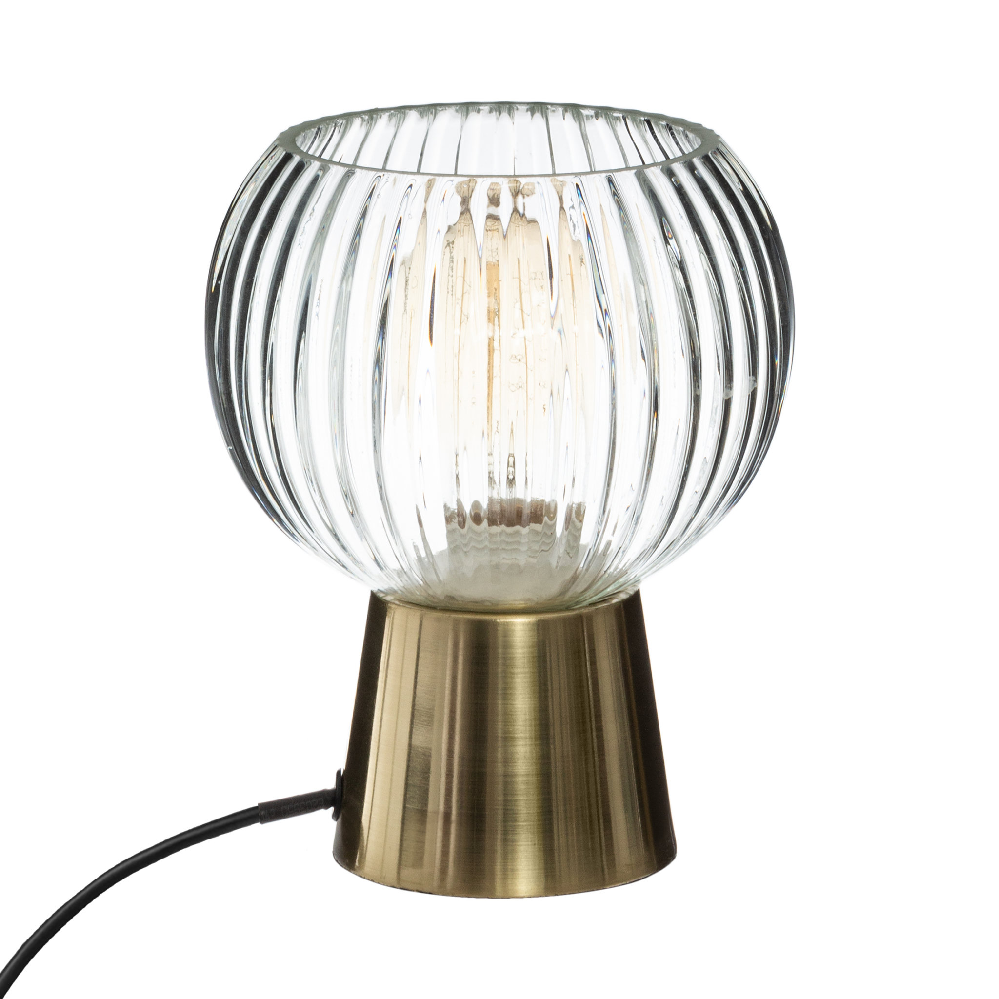Lampe à poser verre et socle en métal coloris or 