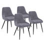 Voir la diapositive 1 : ID MARKET Lot de 4 chaises THALYA en velours gris clair avec accoudoirs