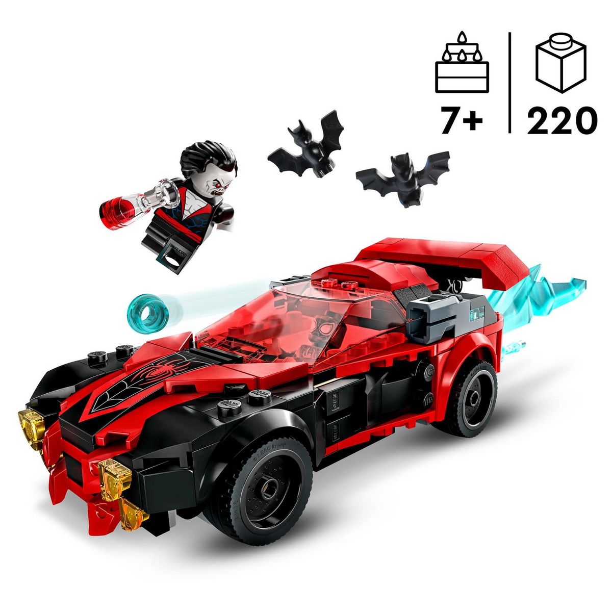 LEGO Marvel Super Heros 76244 Miles Morales vs Morbius, Jouet de Construction Spider-Man, avec Voiture de Course, Spidey et ses Amis Extraordinaires