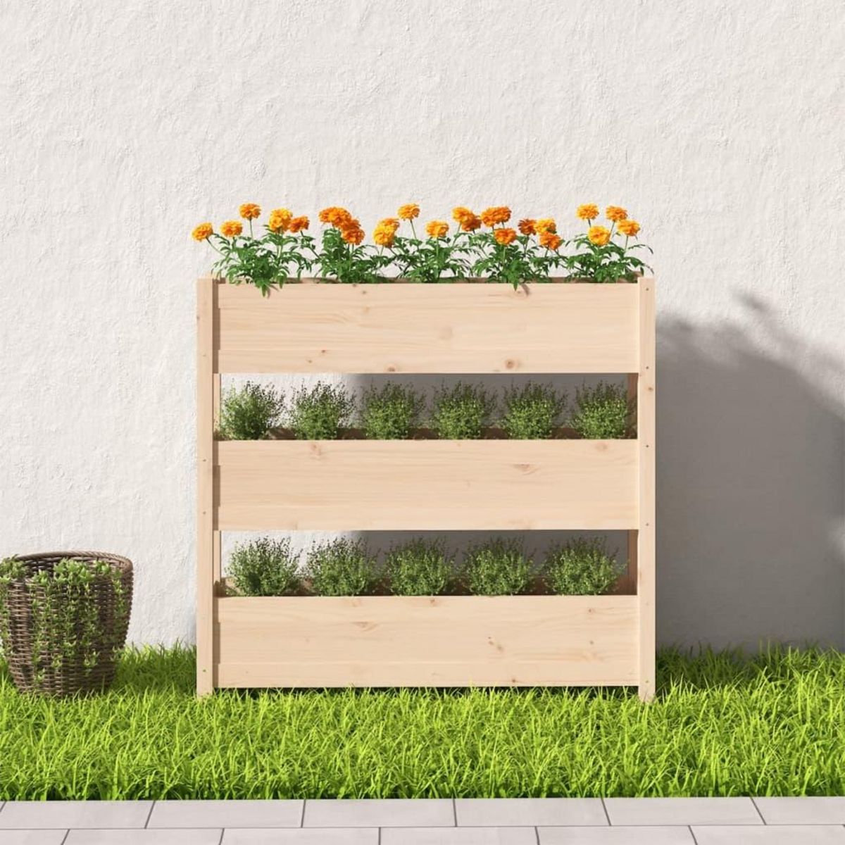 VIDAXL Jardiniere 112x25x104,5 cm Bois massif de pin