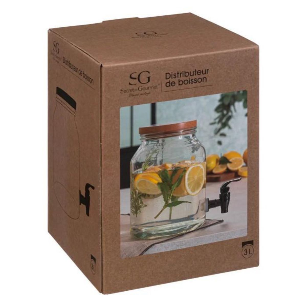 SECRET DE GOURMET Distributeur de Boisson  Café  3L Transparent