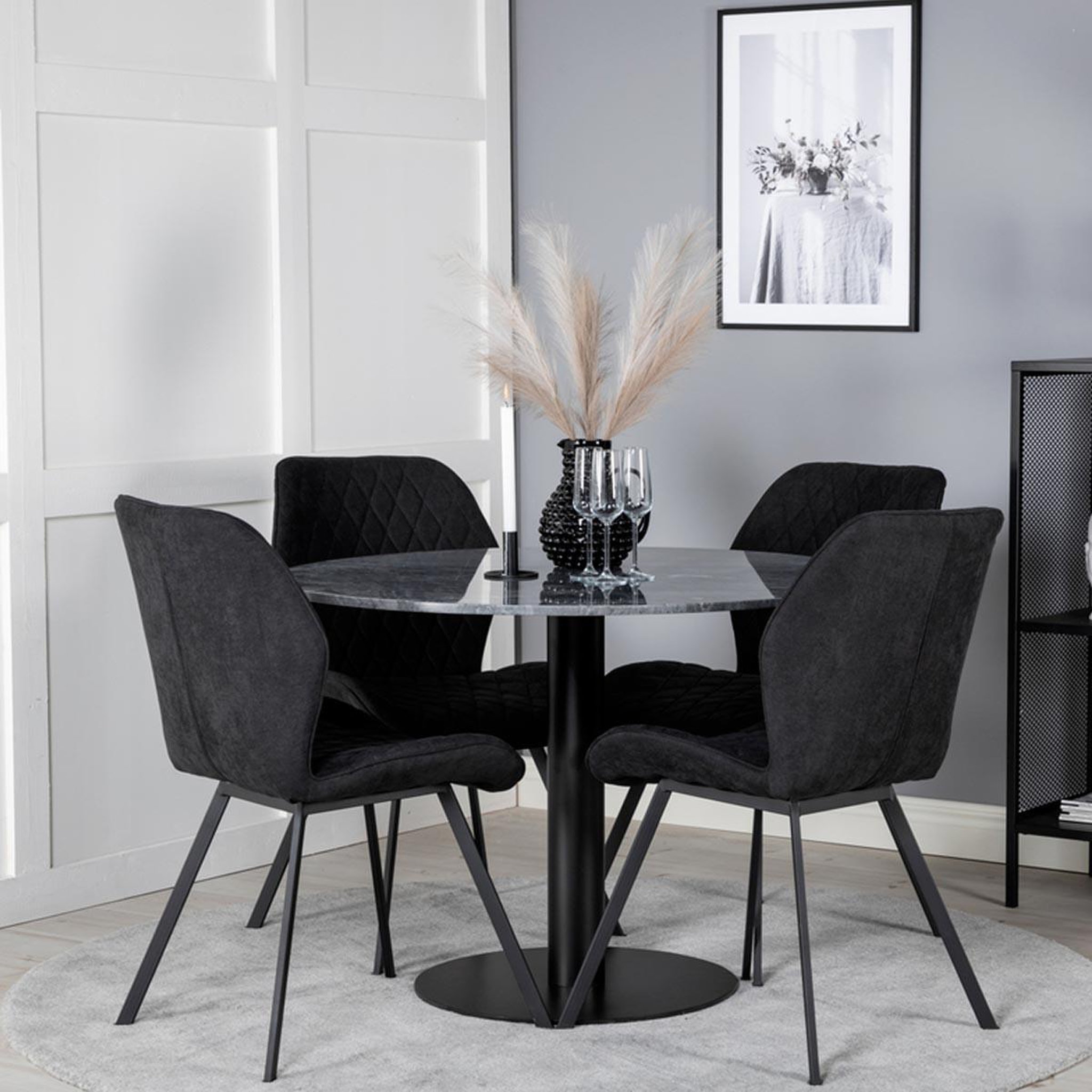 Voir la diapositive 4 : Paris Prix Ensemble Table à Manger & 4 Chaises  Estelle & Gemma  106cm Gris Foncé & Noir